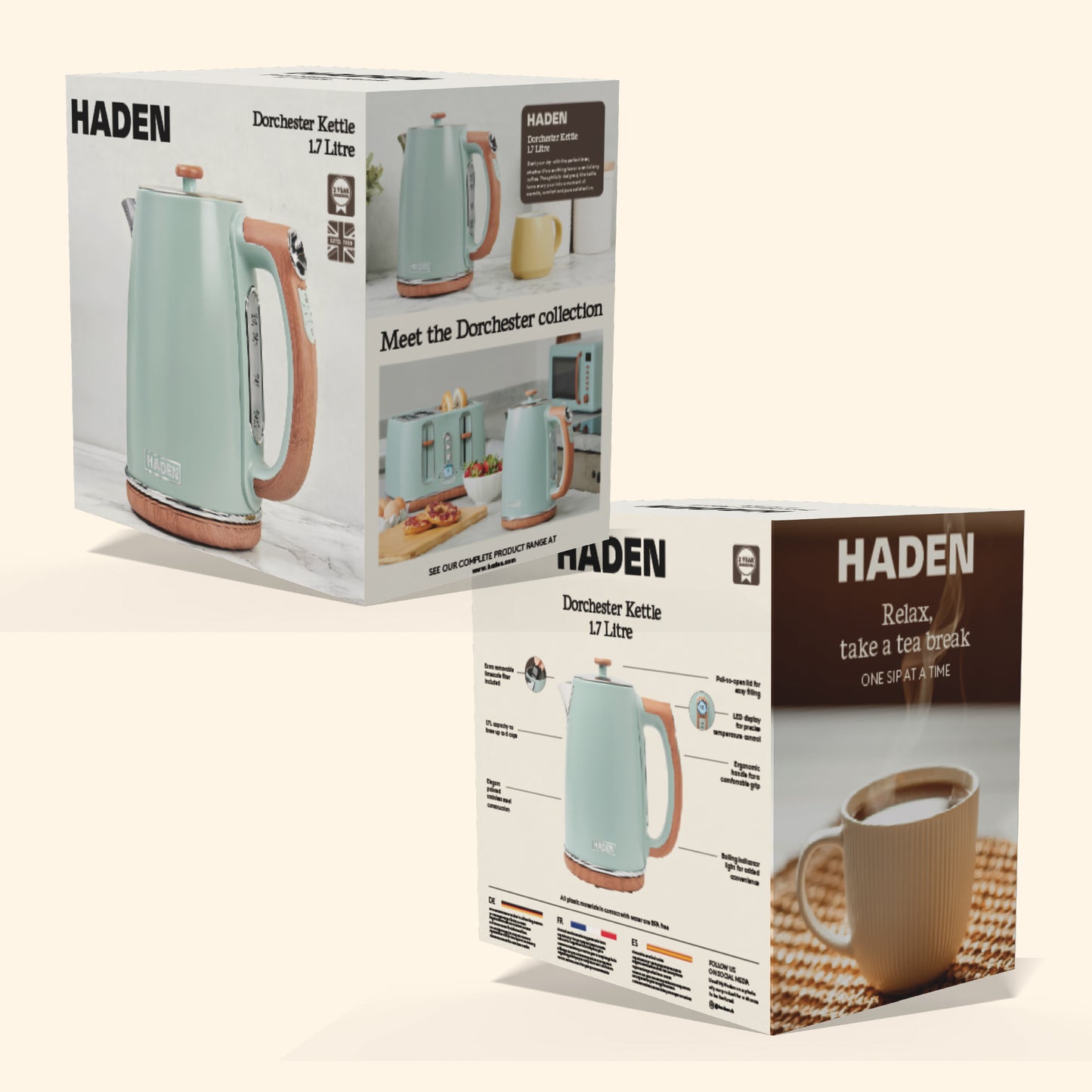 Haden Dorchester Sage Green Digital Variable Temperature Kettle Electric Kettles Haden
