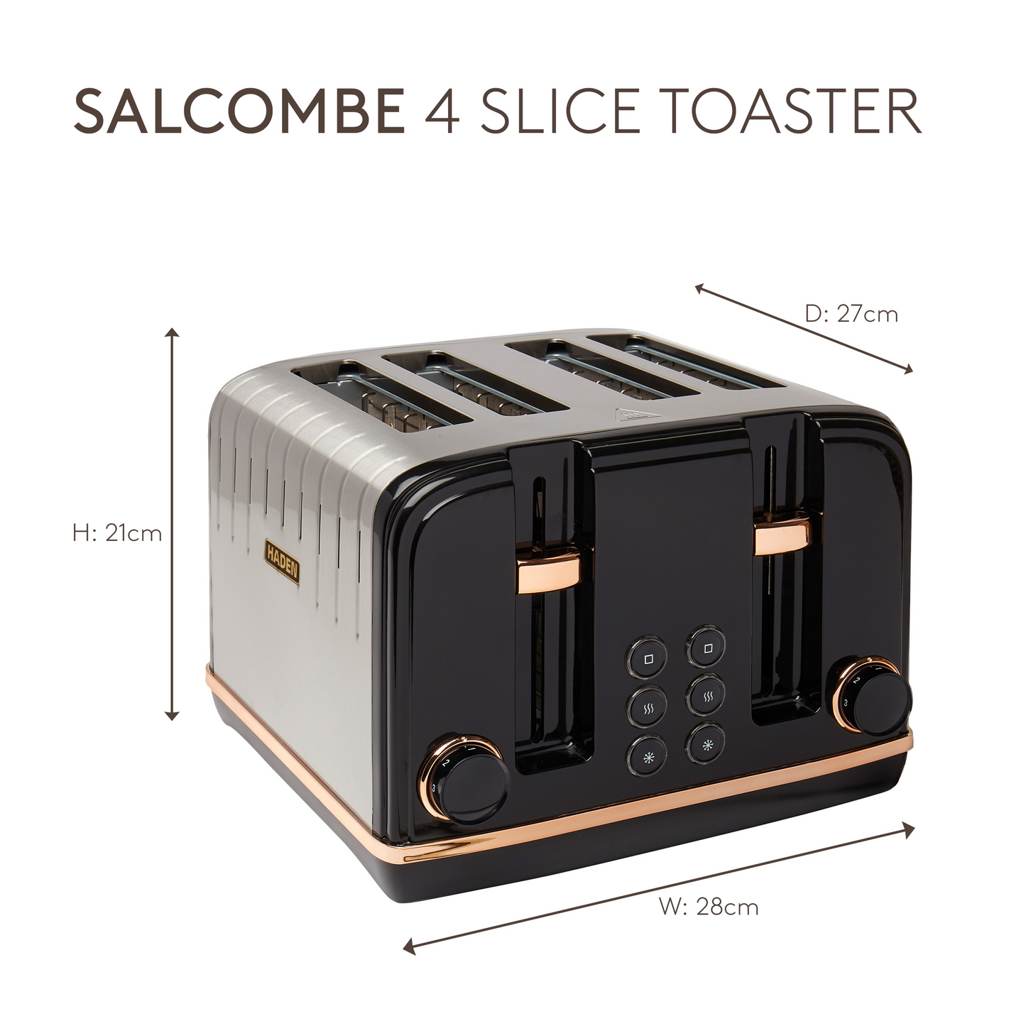 Haden Salcombe Black and Copper 4 Slice Toaster Toasters Haden