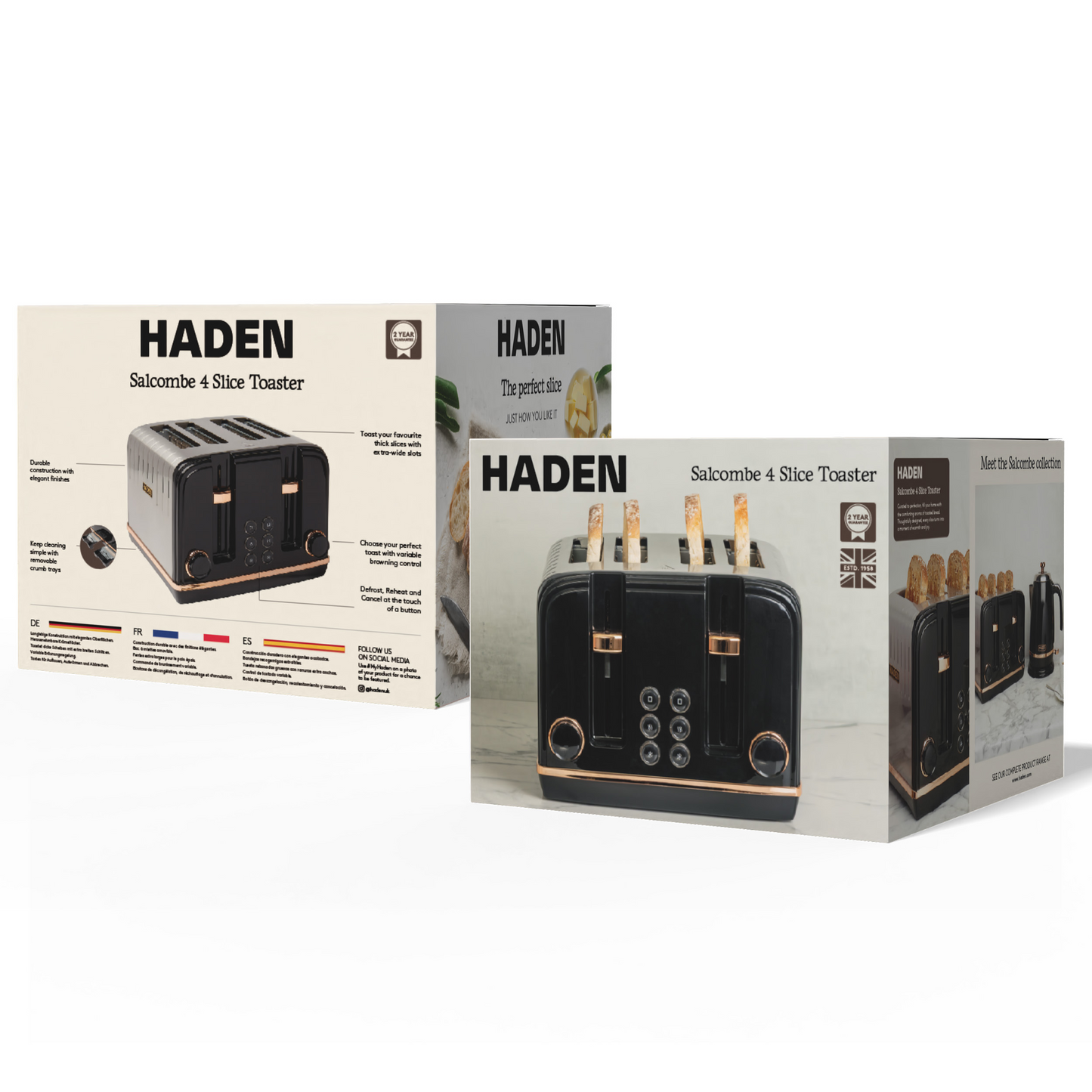 Haden Salcombe Black and Copper 4 Slice Toaster Toasters Haden