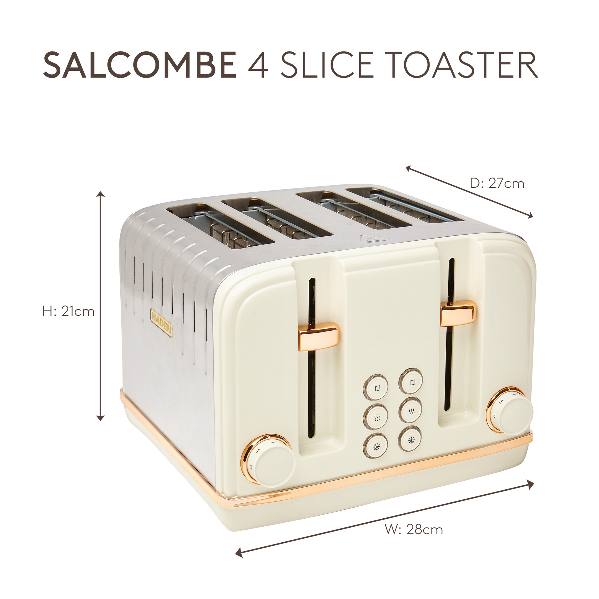 Haden Salcombe Cream and Copper 4 Slice Toaster Toasters Haden