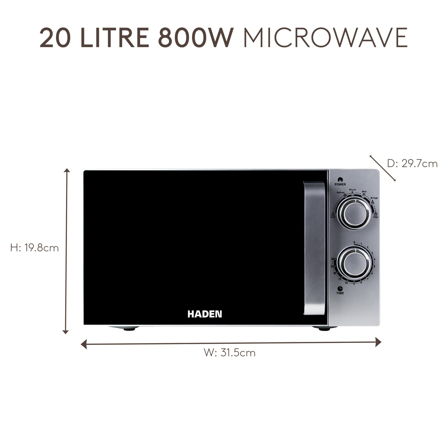Haden 20L Silver Microwave Microwave Ovens Haden