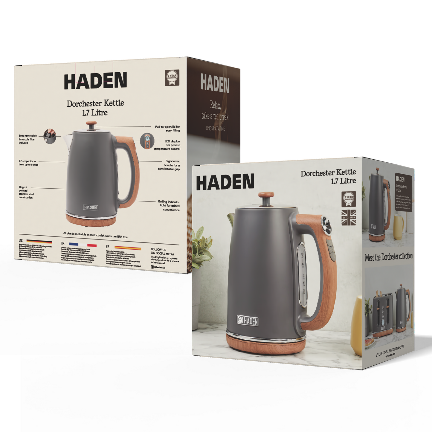Haden Dorchester Grey Digital Variable Temperature Kettle Electric Kettles Haden