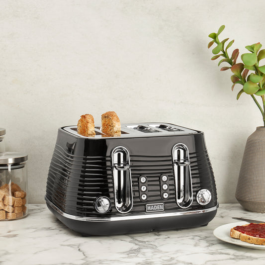 Haden Devon Black 4 Slice Toaster Toasters Haden