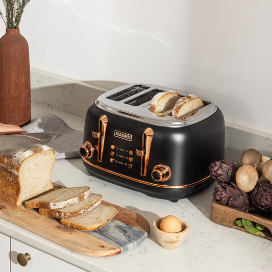 Haden Heritage Black & Copper 4 Slice Toaster Kitchen Haden