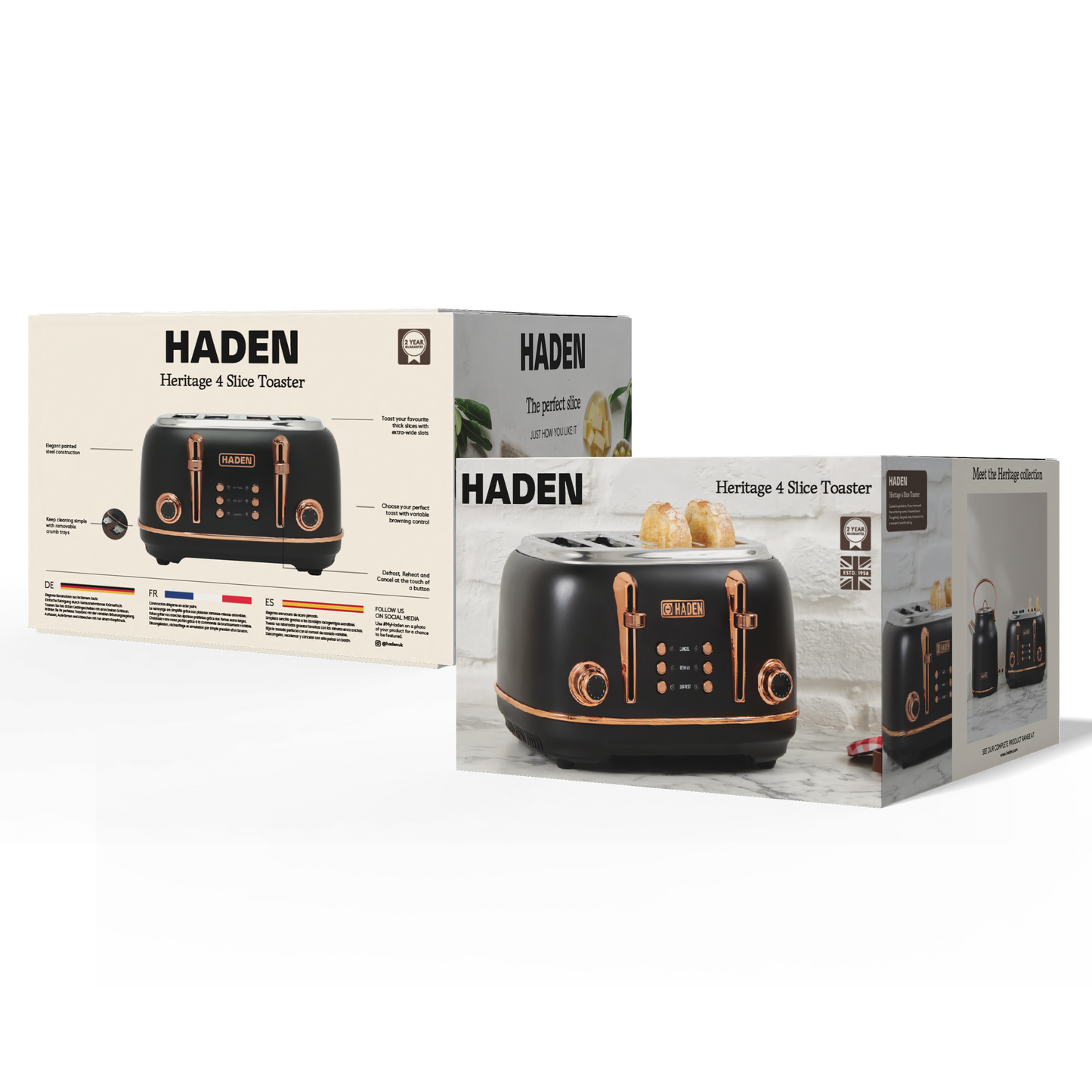 Haden Heritage Black & Copper 4 Slice Toaster Kitchen Haden