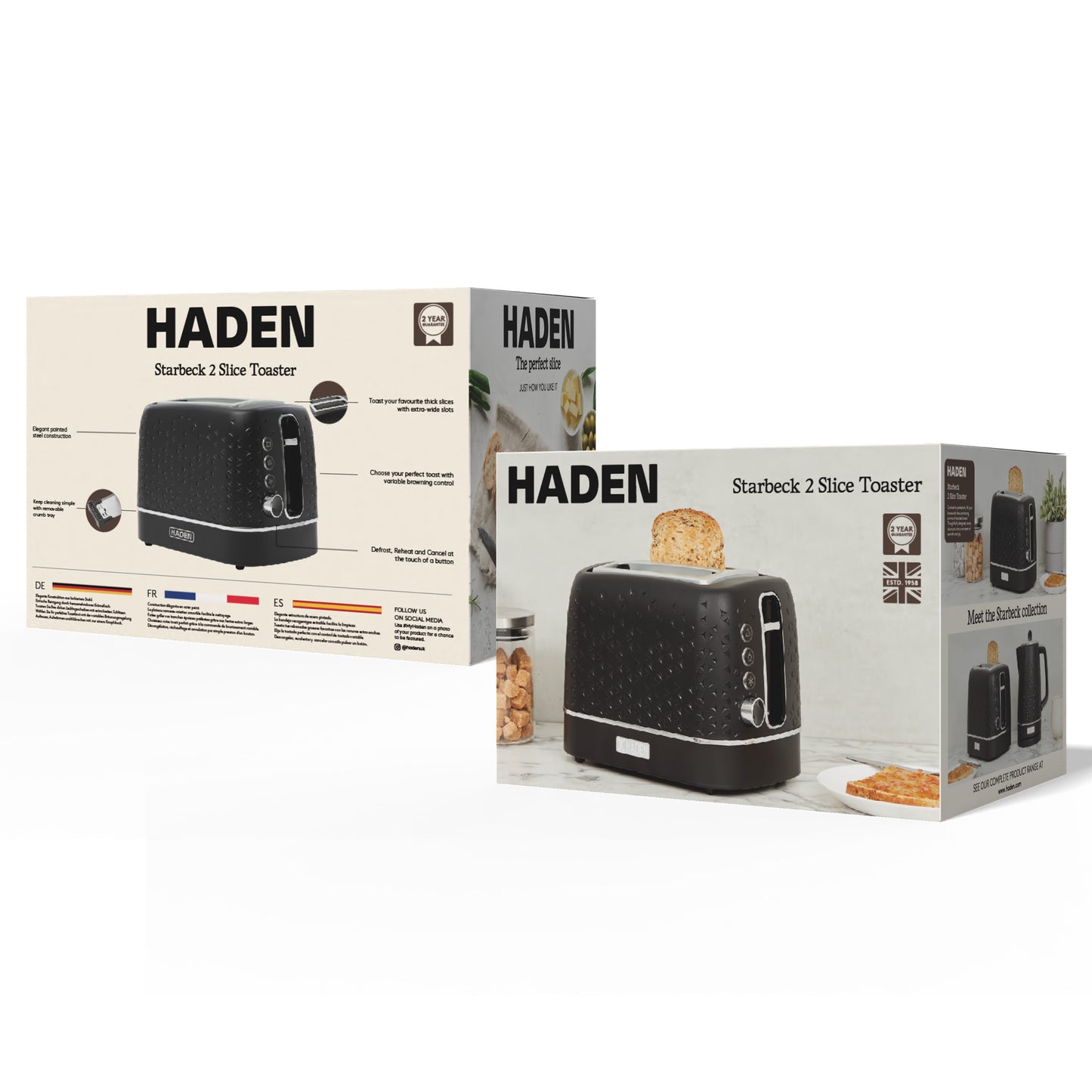 Haden Starbeck Black 2 Slice Toaster Toasters Haden