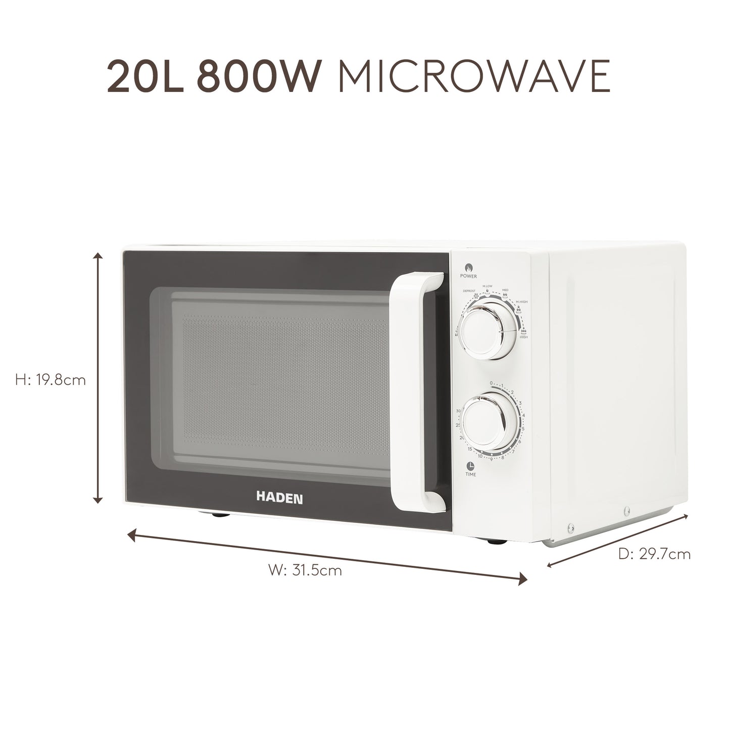 Haden 20L 800W White Microwave Microwave Ovens Haden