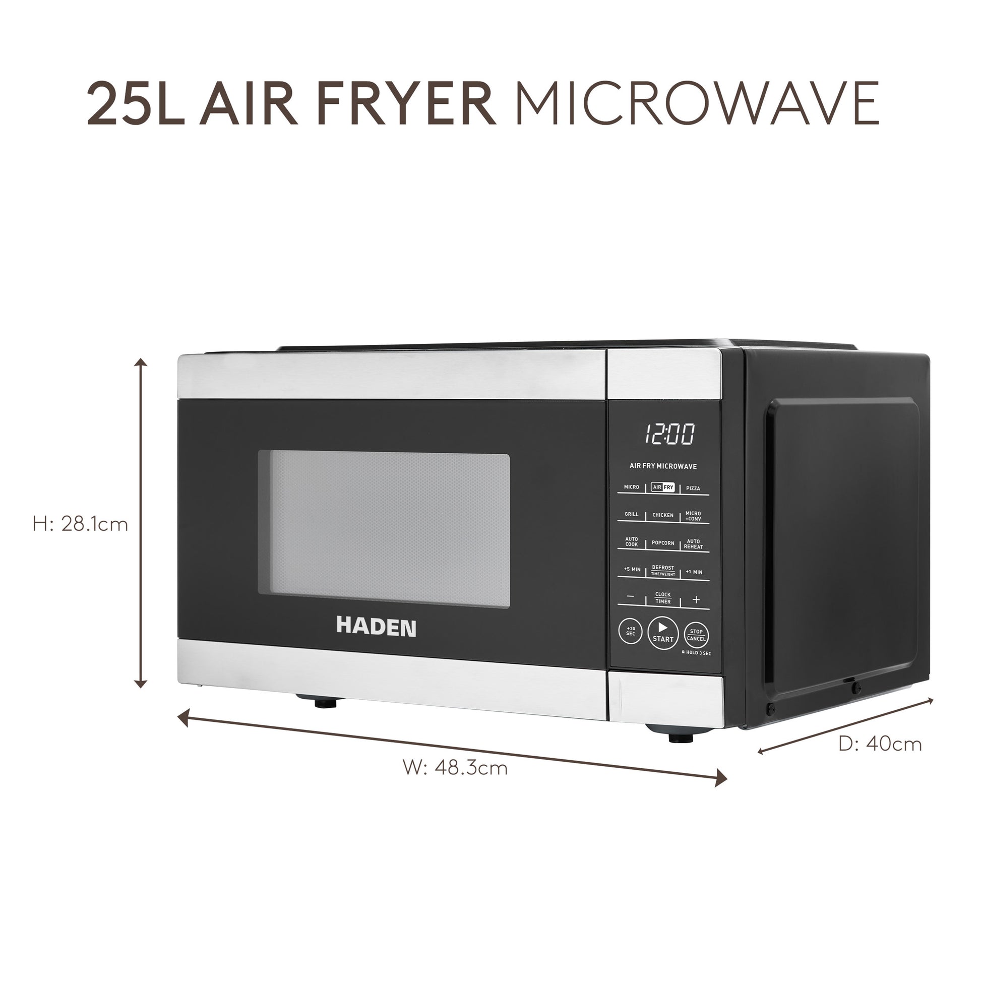Haden 25L Matt Black Air Fryer Microwave Oven Microwave Ovens Haden