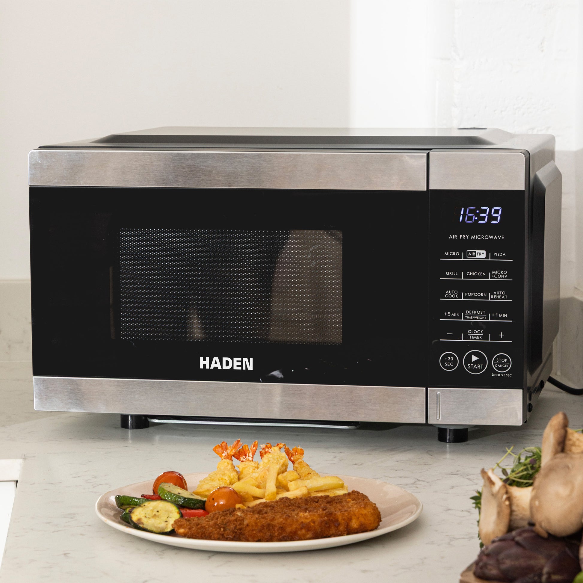 Haden 25L Matt Black Air Fryer Microwave Oven Microwave Ovens Haden