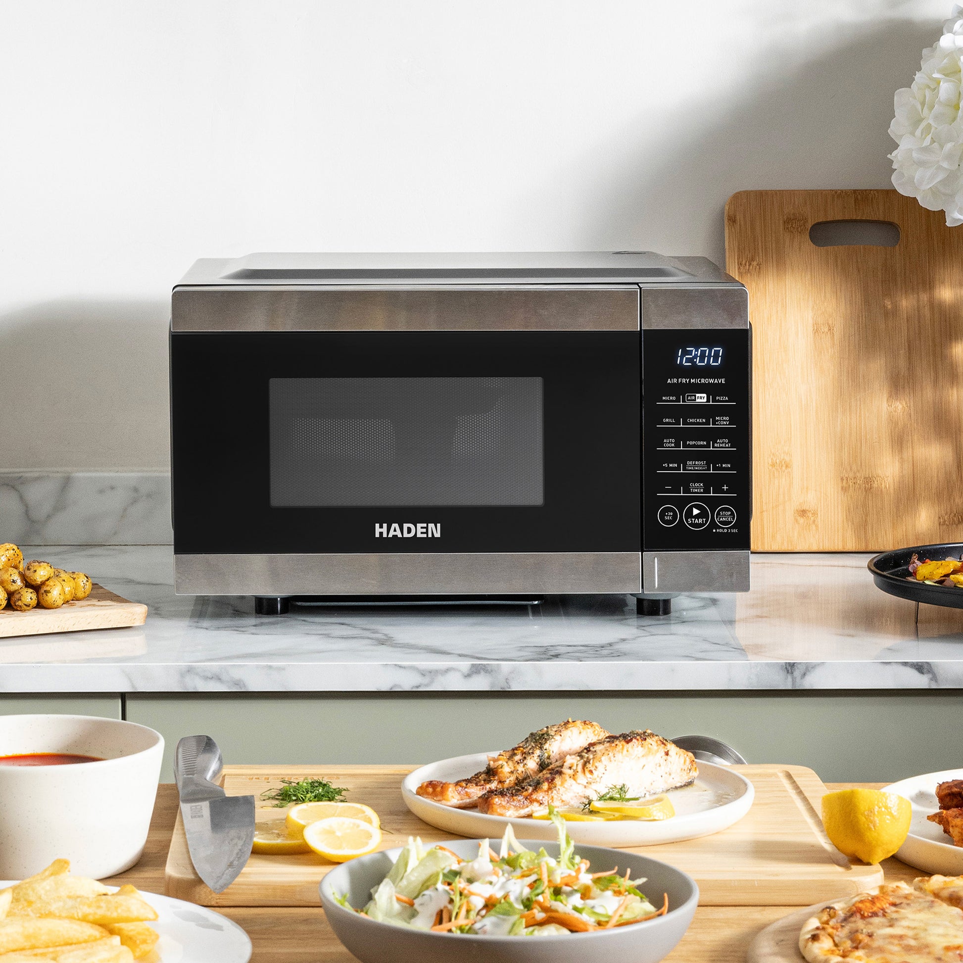 Haden 25L Matt Black Air Fryer Microwave Oven Microwave Ovens Haden