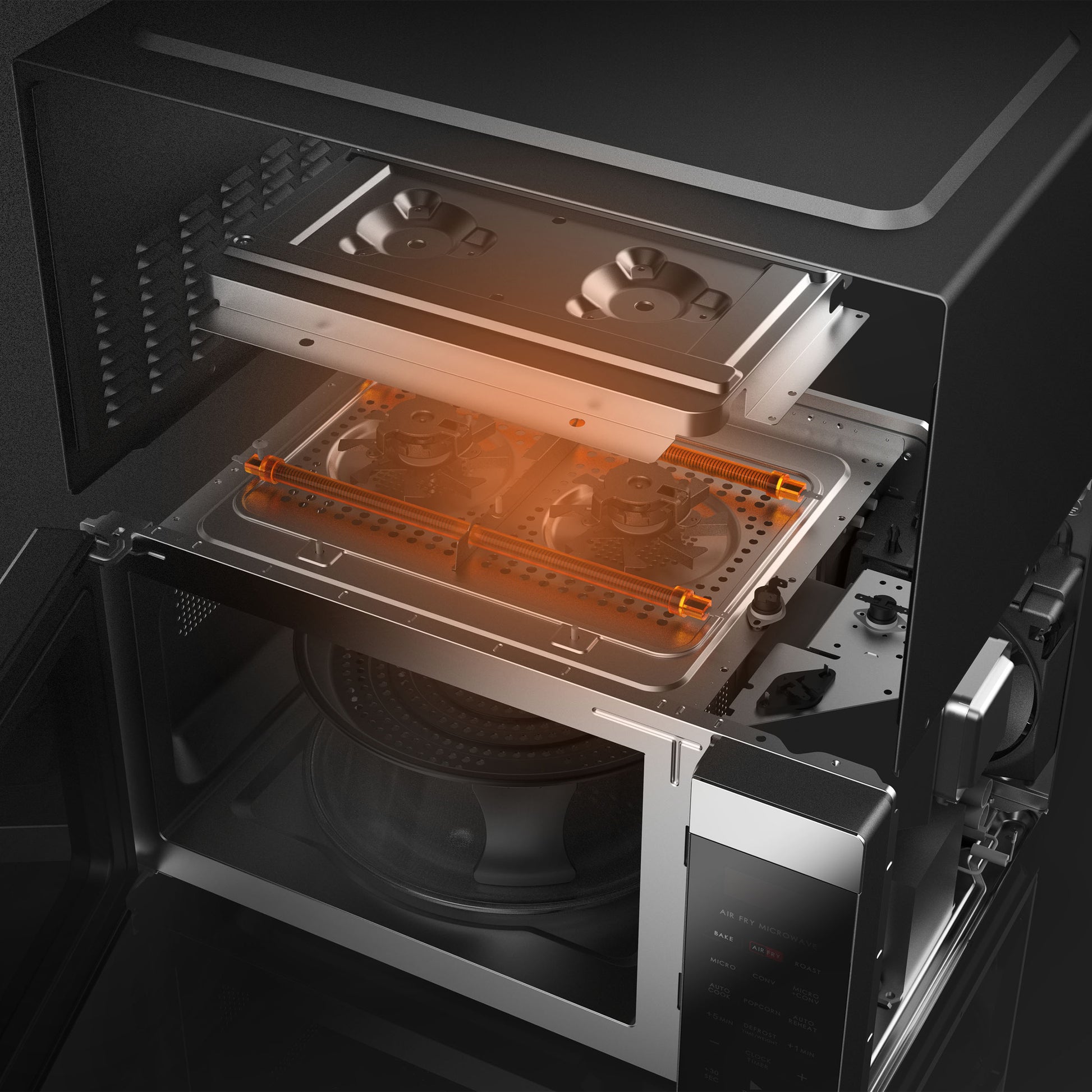 Haden 25L Matt Black Air Fryer Microwave Oven Microwave Ovens Haden