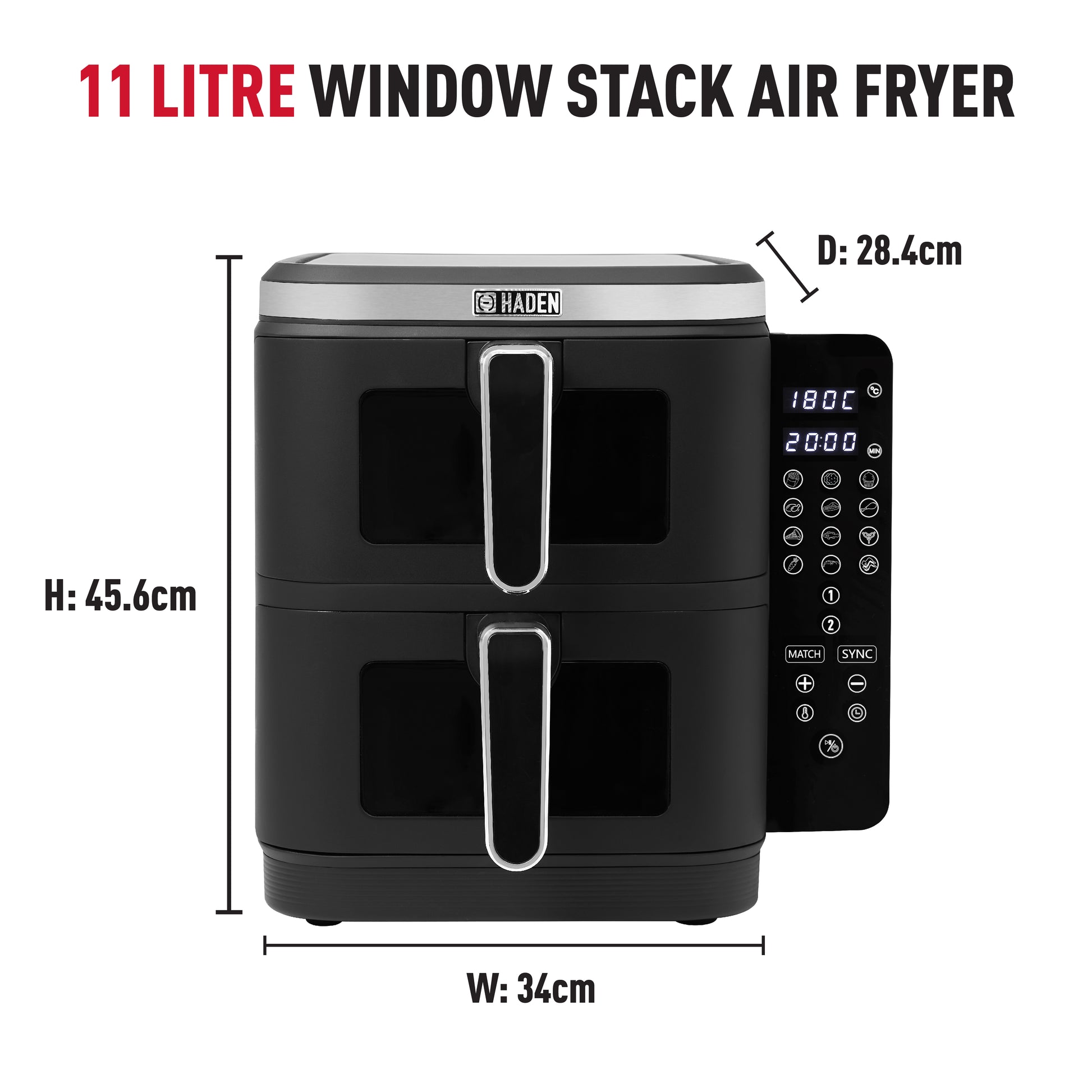 Haden 11L Double Stack Air Fryer With Window Air Fryers Haden