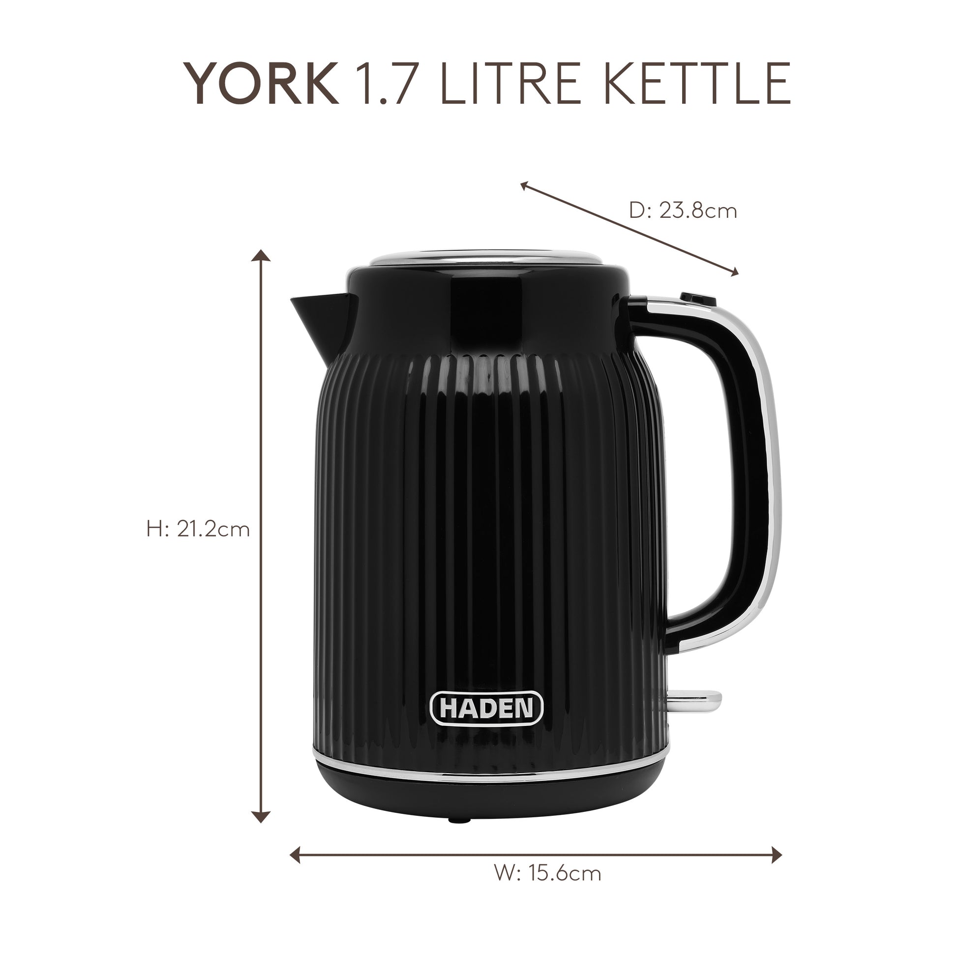 Haden York 1.7L Kettle Black Electric Kettles Haden
