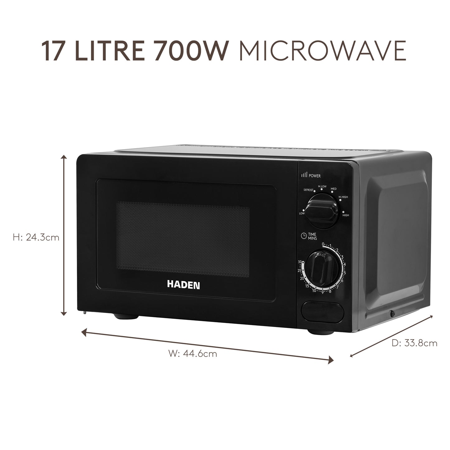 Haden 17L Microwave Black Microwave Ovens Haden