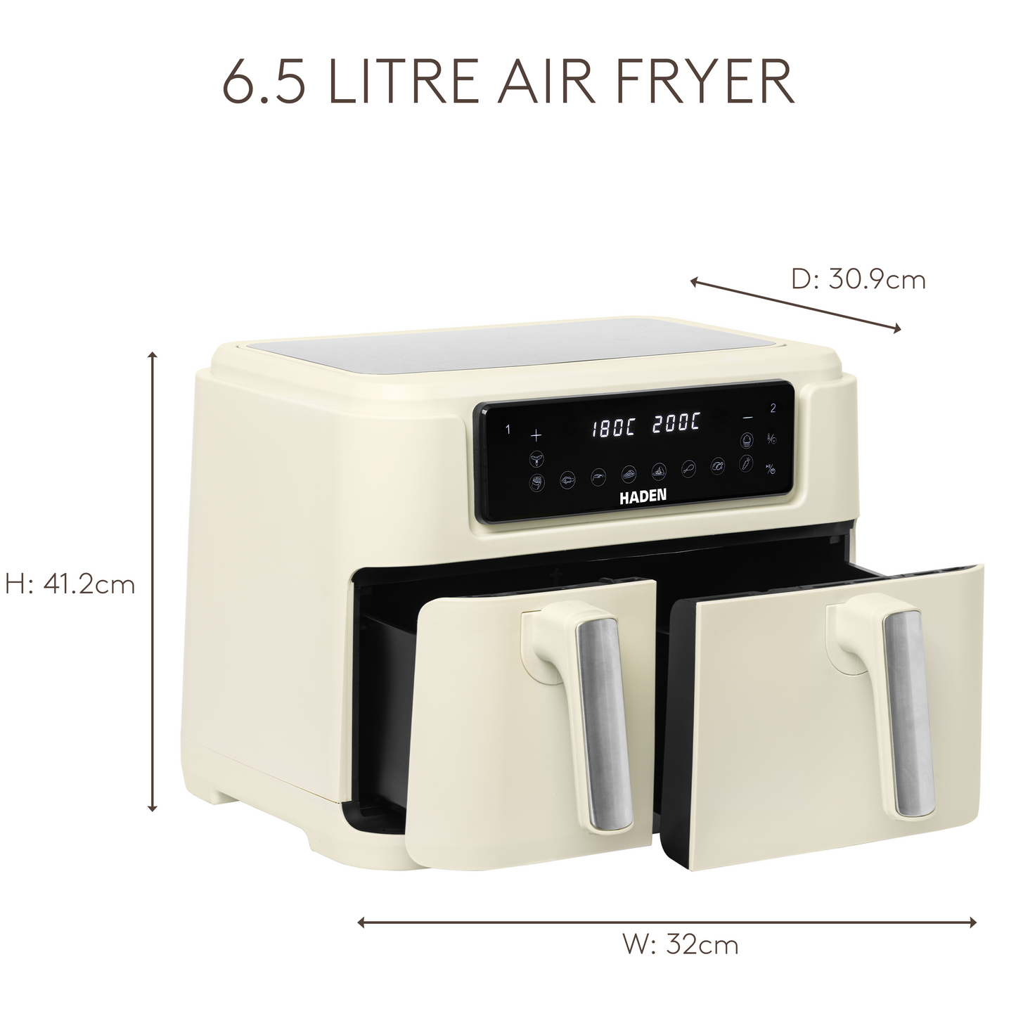 Haden 9.5L Dual Basket Air Fryer Cream Haden