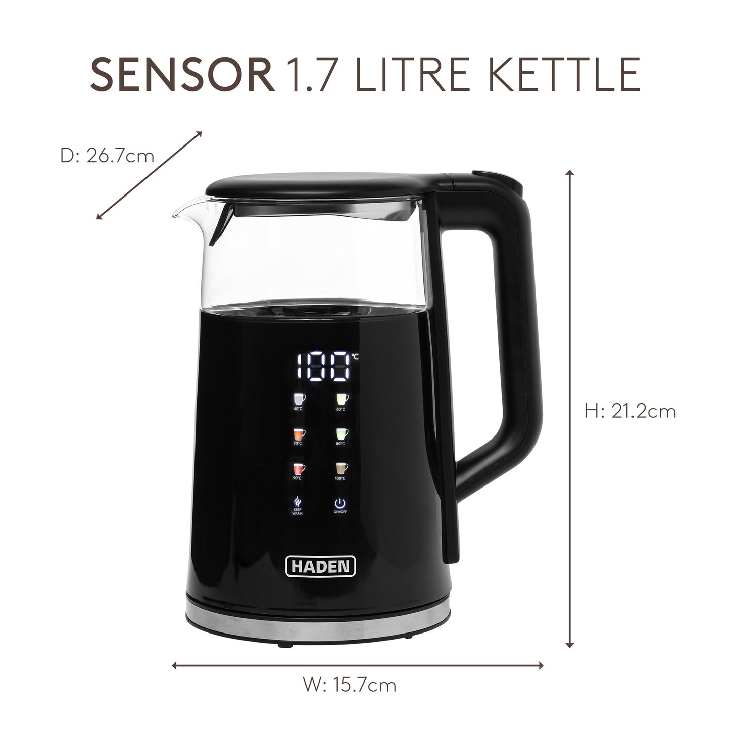 Haden Sensor 1.7L Kettle Electric Kettles Haden