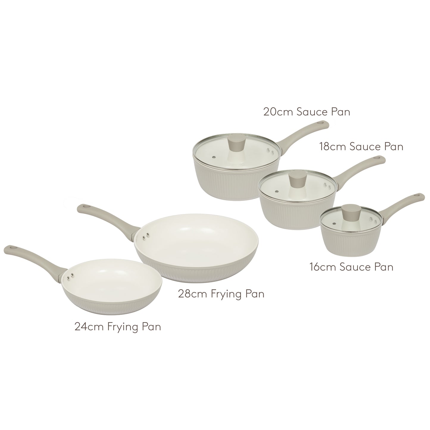 5 Piece Cookware Set (16, 18, 20cm saucepans and 24, 28cm frying pans) Kitchen Sabichi Homewares