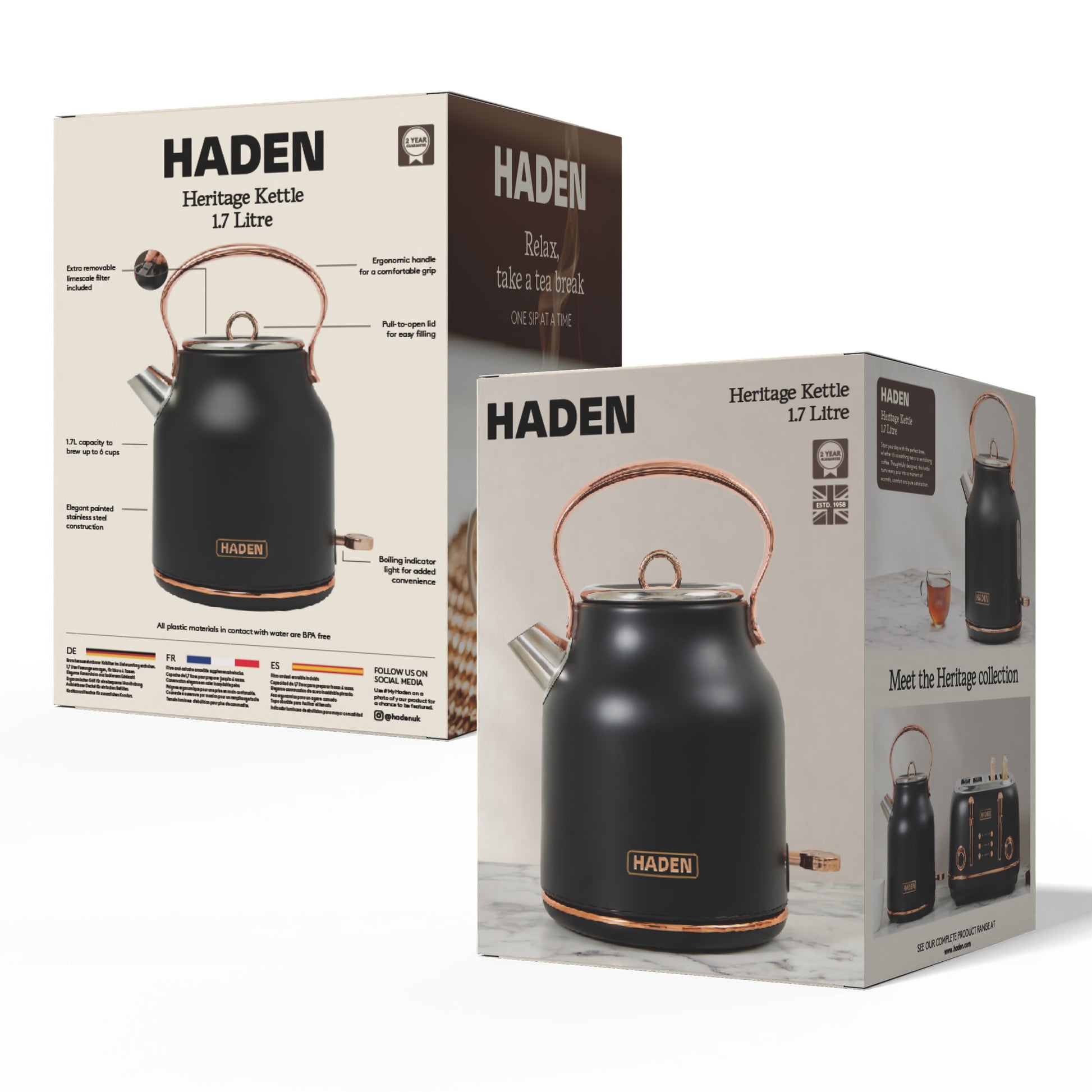 Haden Heritage Black & Copper Kettle Kitchen Haden
