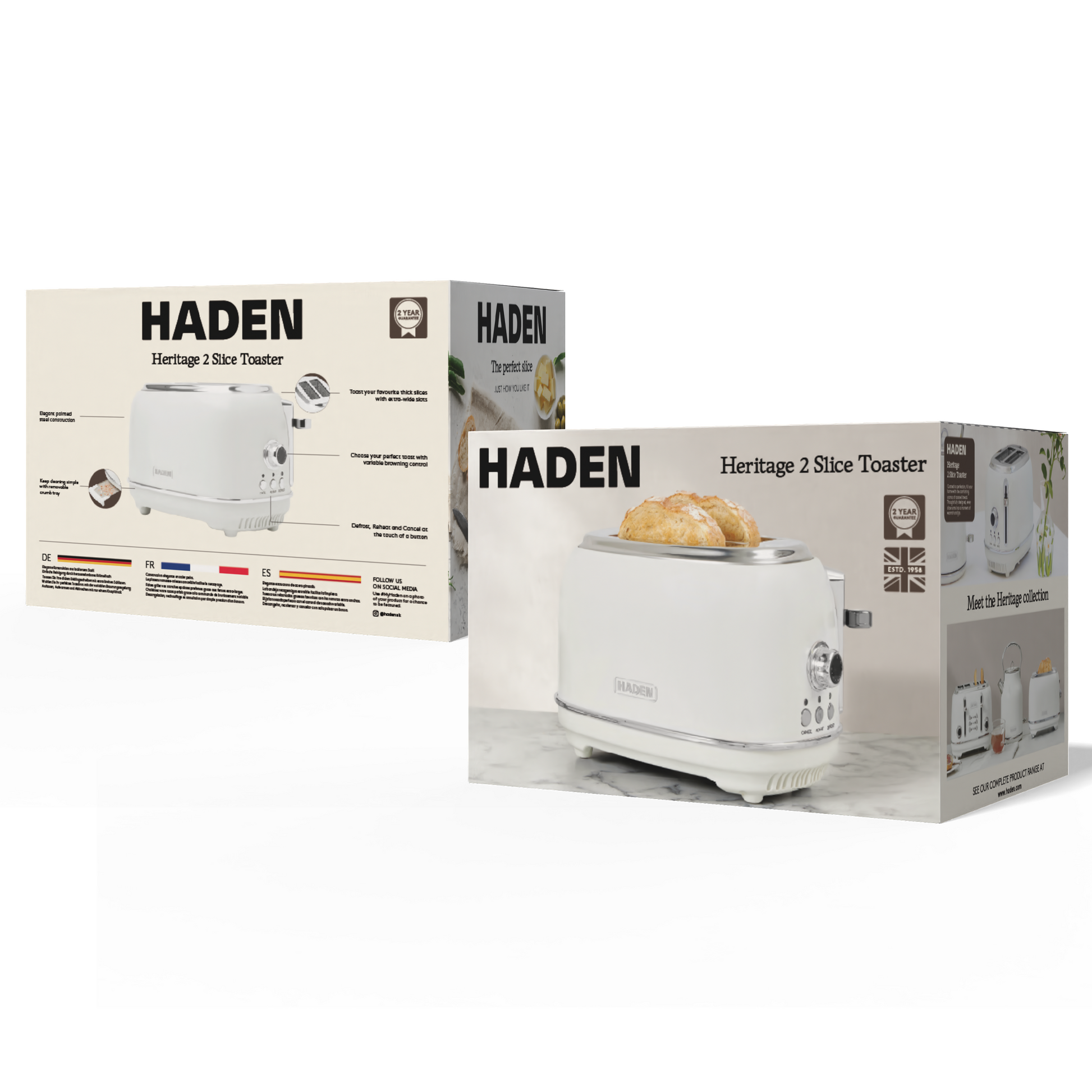 Haden Heritage 2-Slice Ivory Toaster Toasters Haden