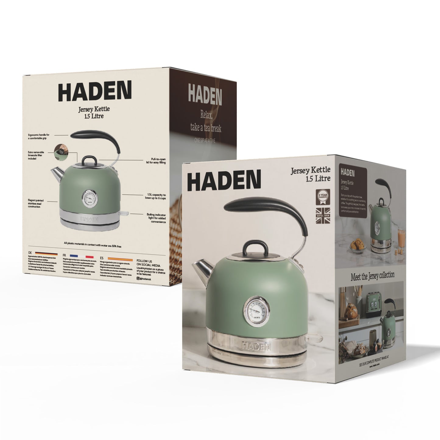 Haden Jersey 1.5L Kettle Cedar Green Electric Kettles Haden