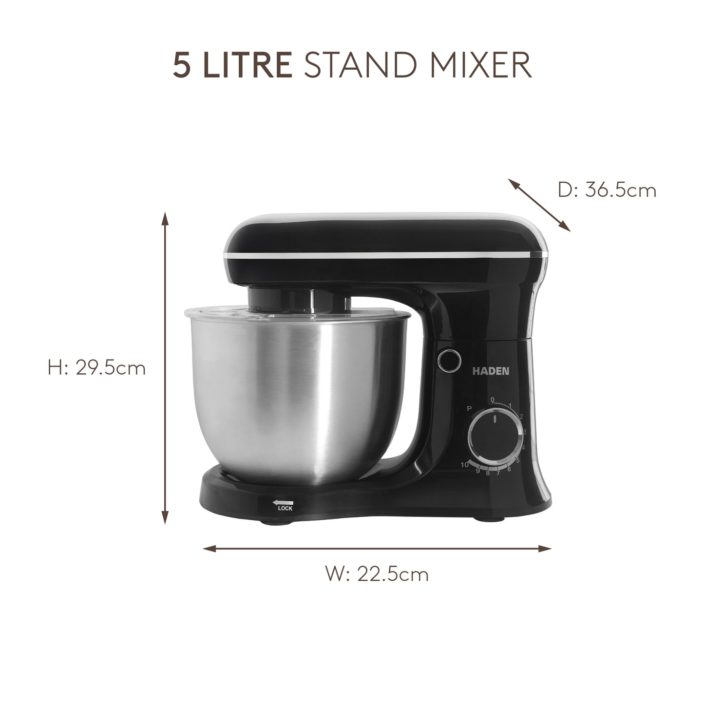 Haden 5L Digital Stand Mixer in Black Food Mixers & Blenders Haden