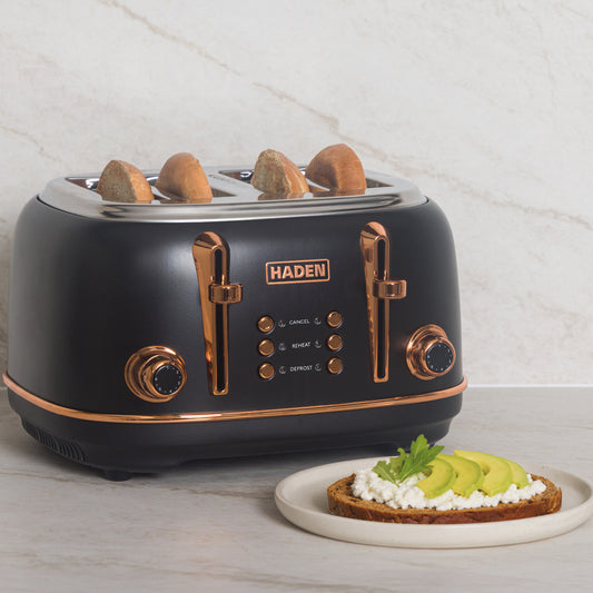 Haden Heritage 4 Slice Toaster – Black & Copper