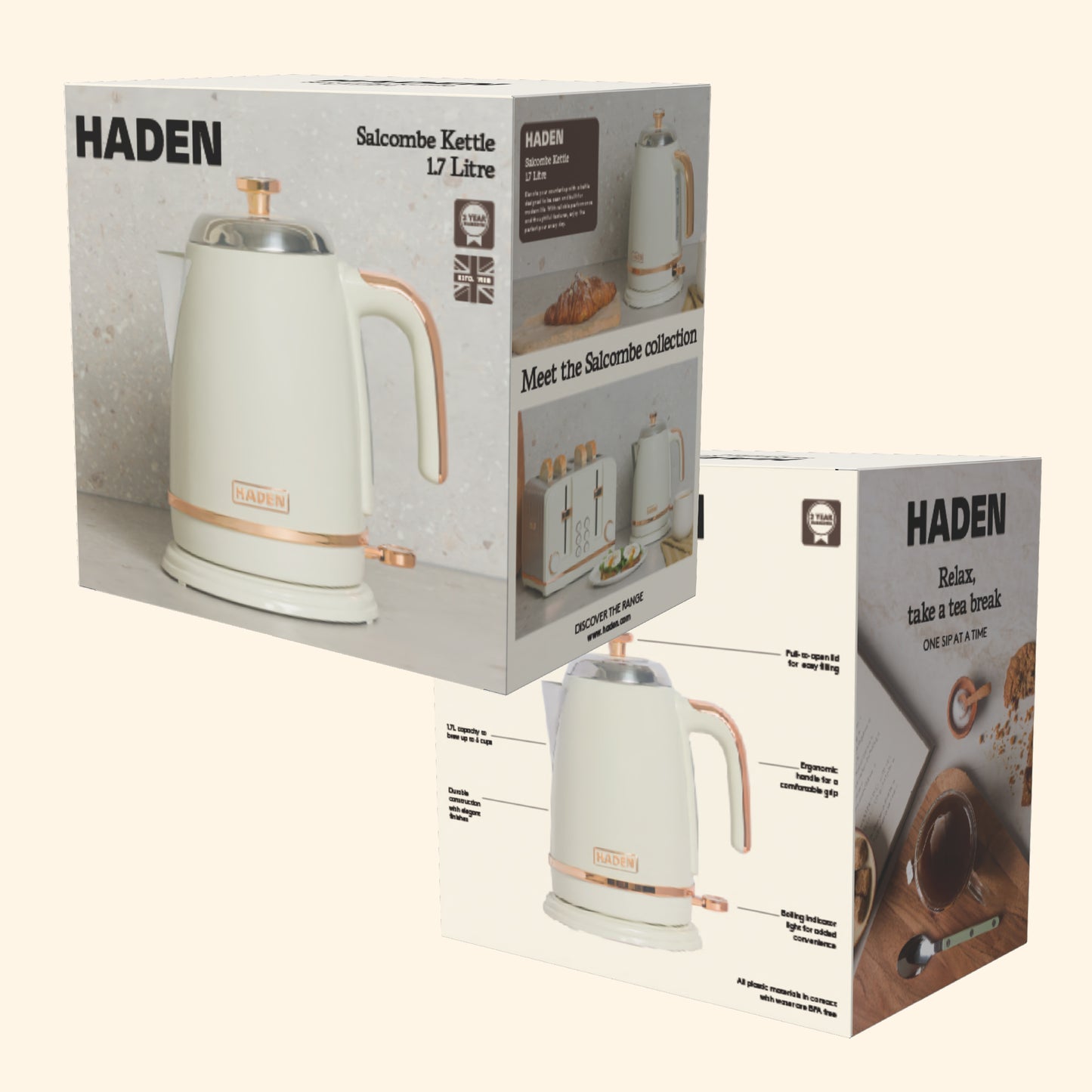Haden Salcombe Kettle – Cream & Copper Electric Kettles Haden