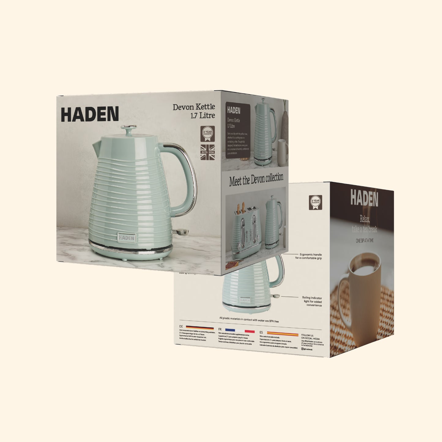 Haden Devon Kettle – Eucalyptus Green Electric Kettles Haden
