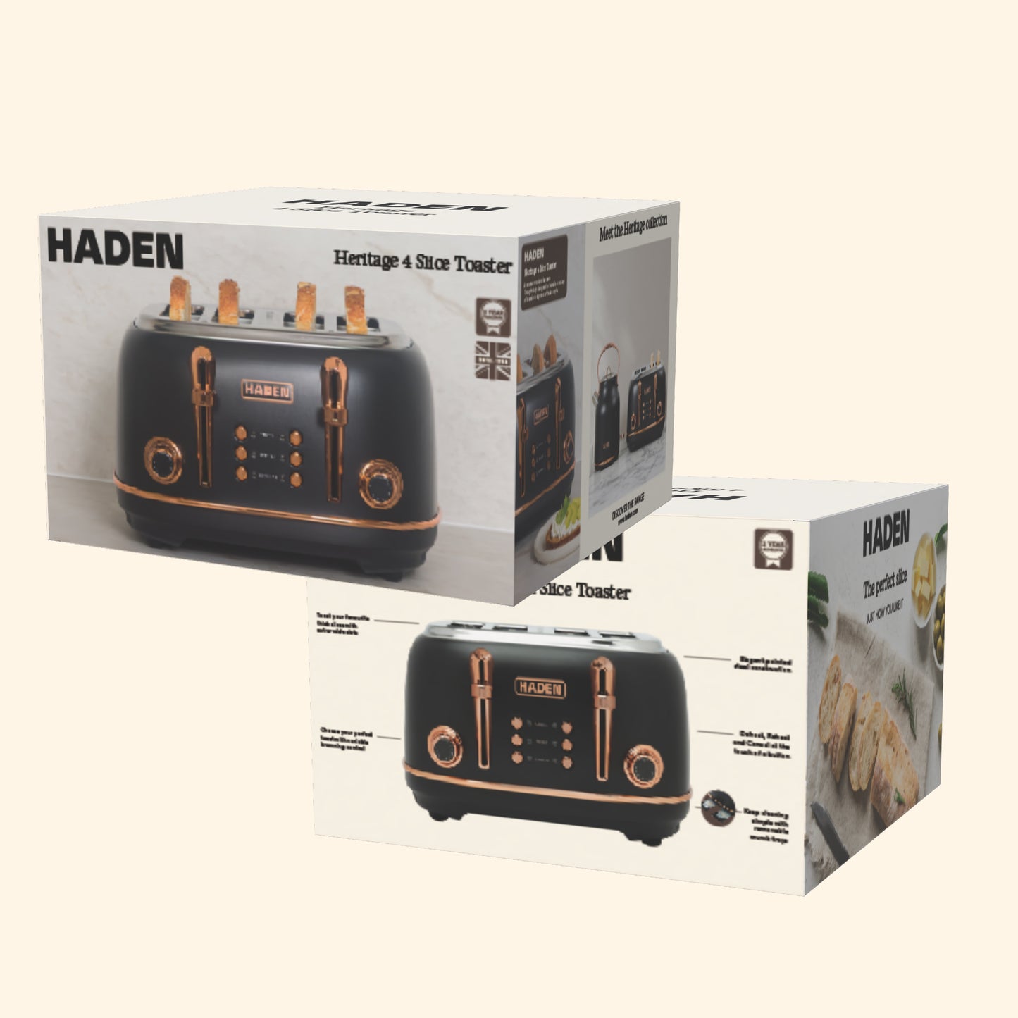 Haden Heritage 4 Slice Toaster – Black & Copper