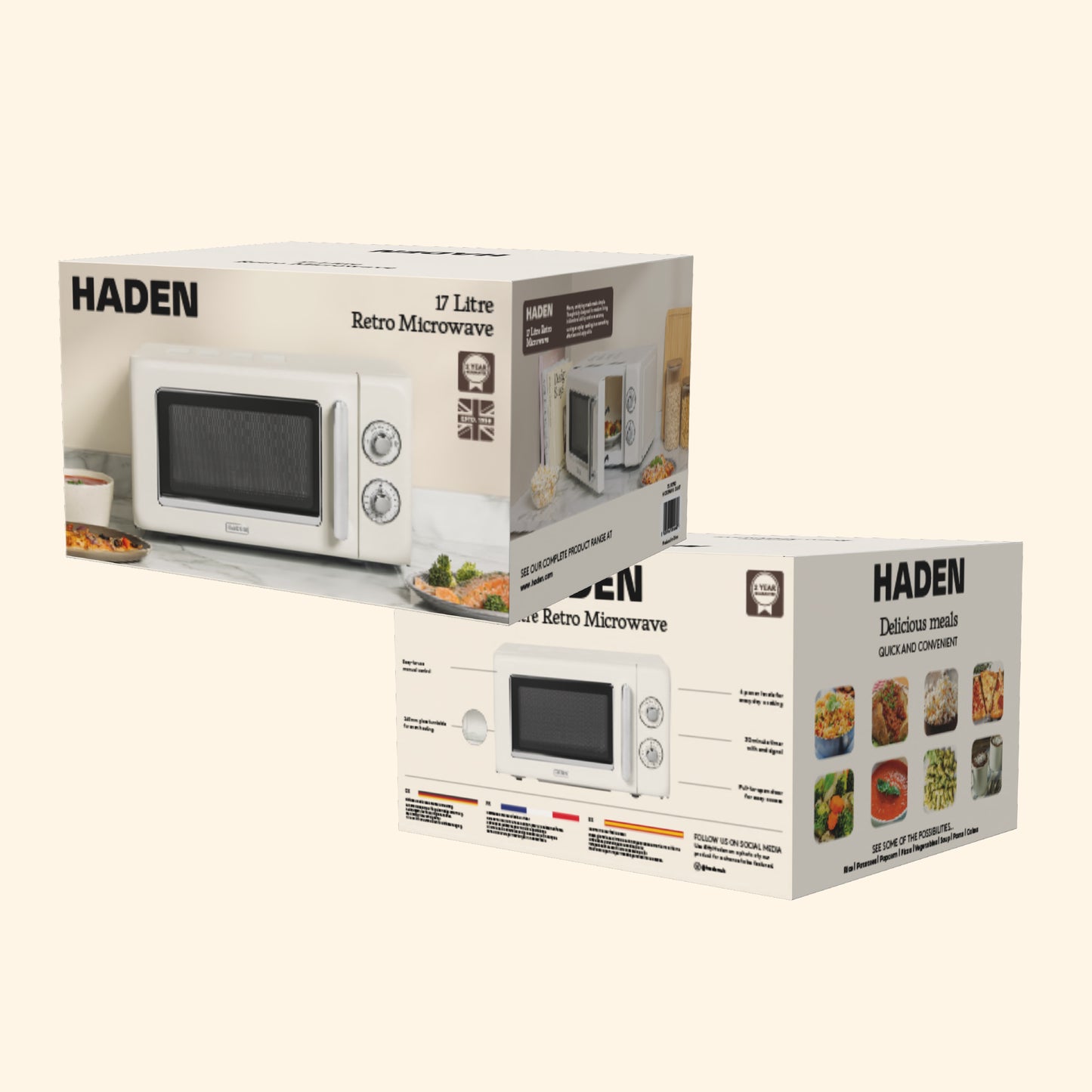 Haden 17L Retro Microwave – Cream Microwave Ovens Haden