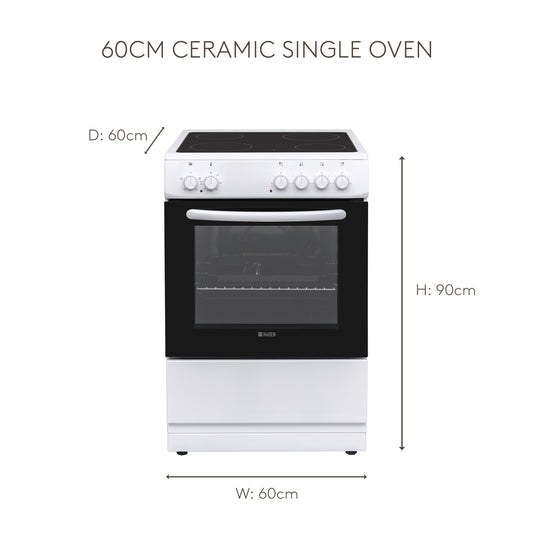 HC61SW 60cm Ceramic Single Oven Cookers Haden