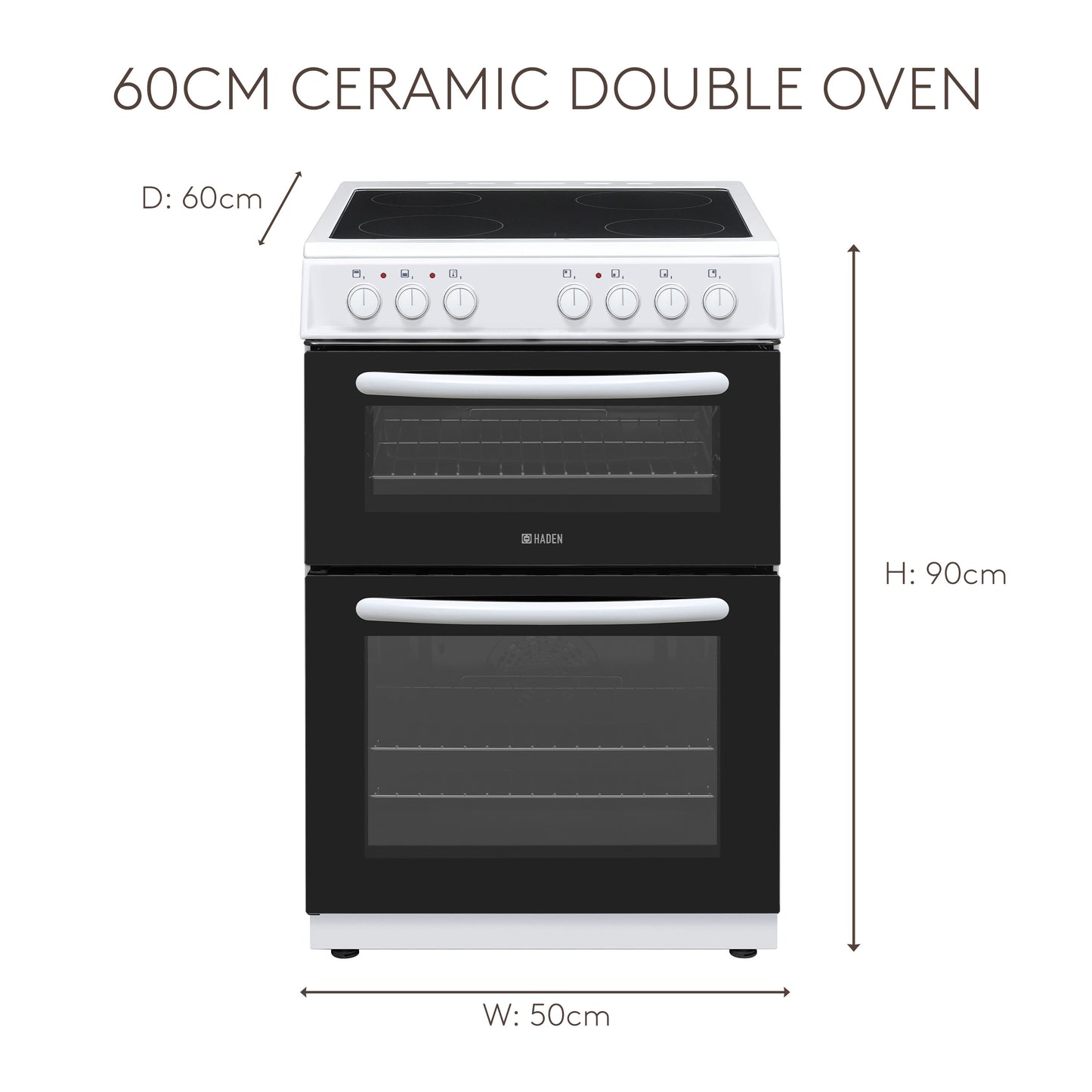 HE50DOMW 50cm Ceramic Double Oven electric cooker Haden