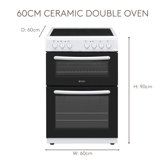 HE65DOMW 60cm Ceramic Double Oven Cookers Haden