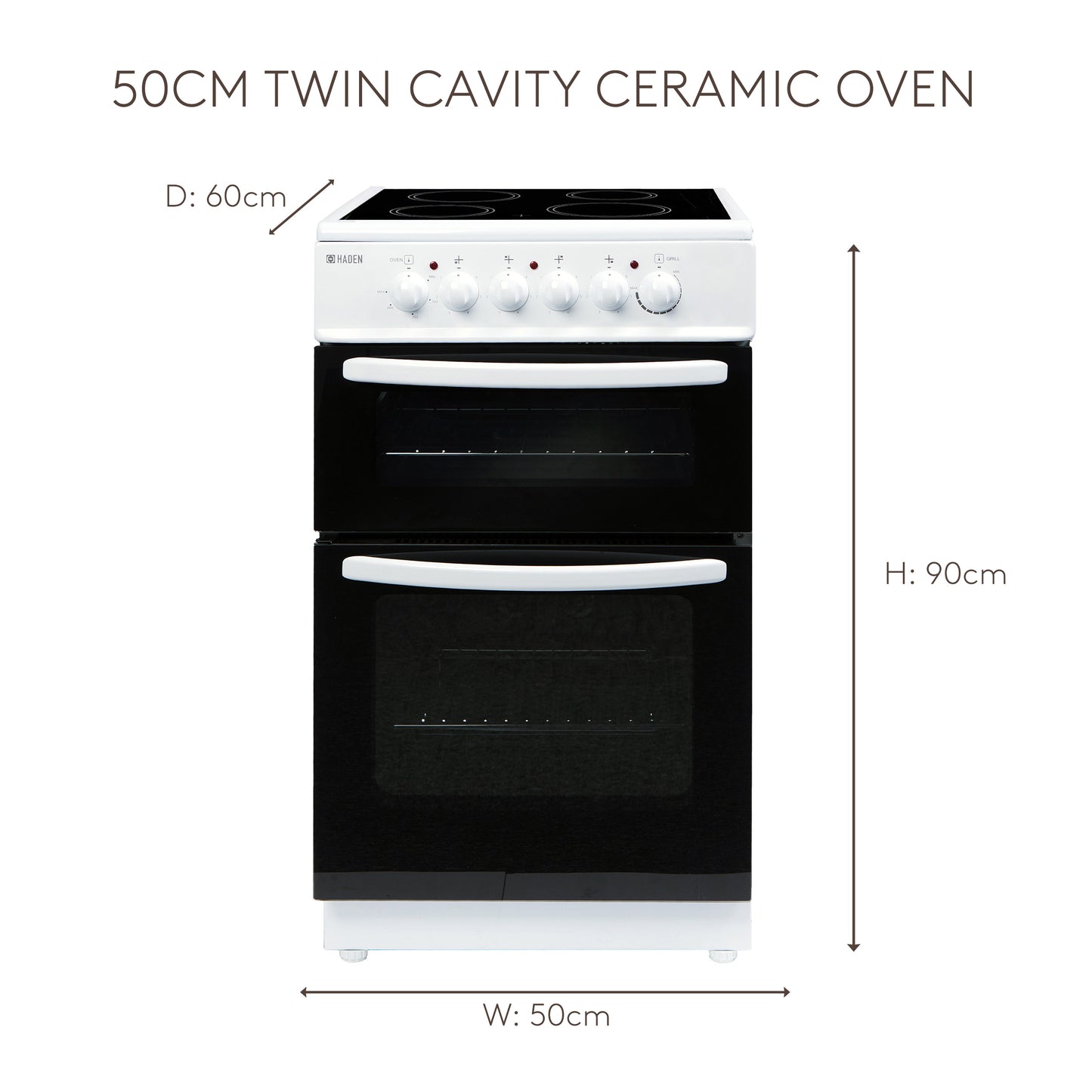 HECT50W50cm Twin Cavity Ceramic Oven Cookers Haden