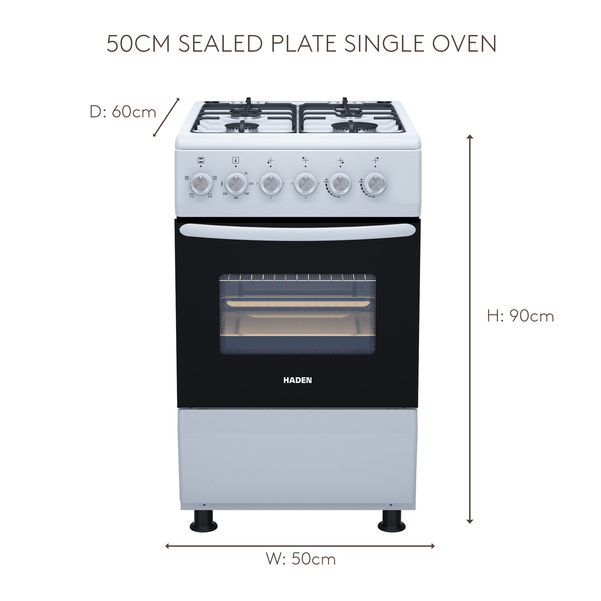HG51SW 50cm Single Gas Oven Cookers Haden