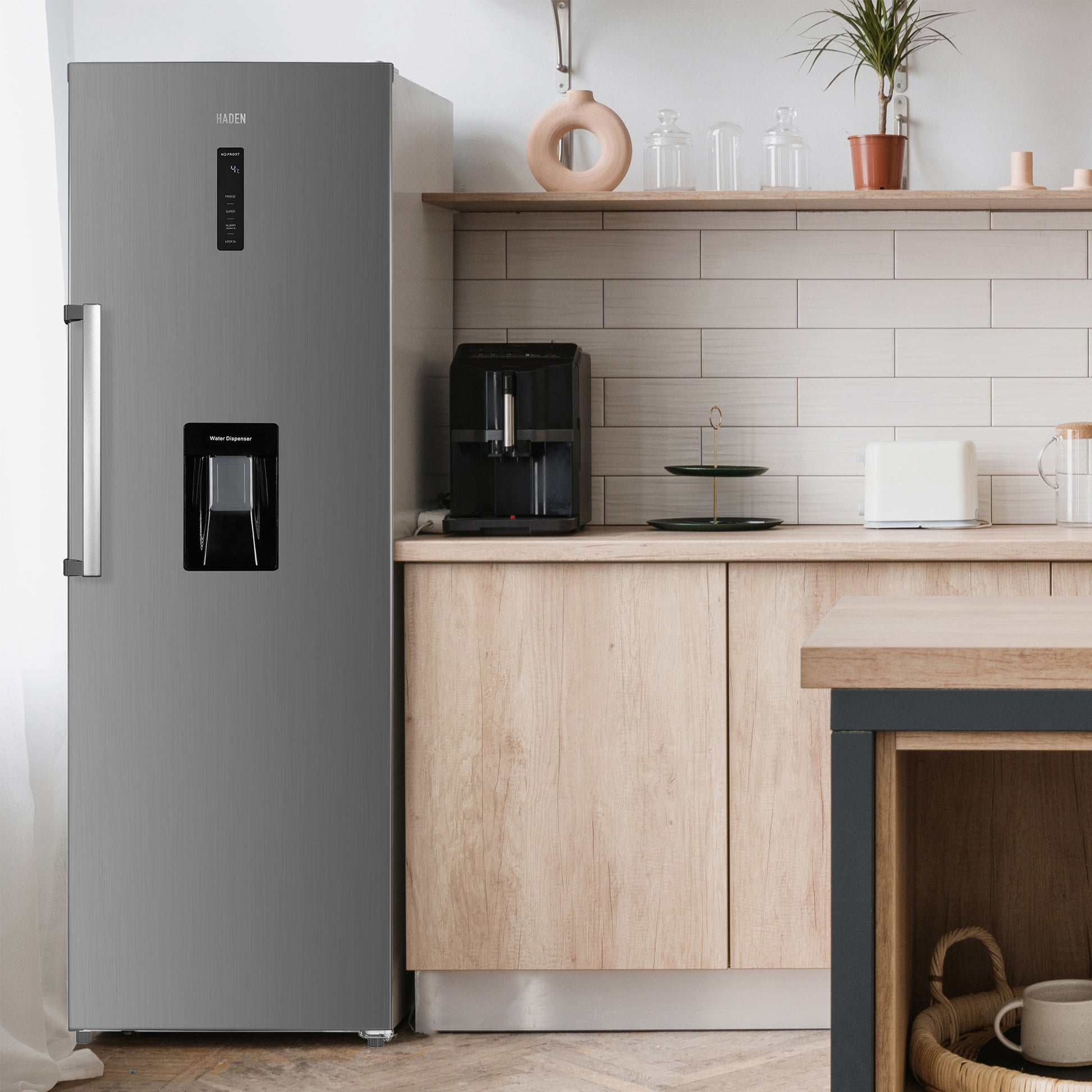 HL356IX 60cm Tall Larder Fridge With Water Dispenser - Inox Refrigerators Haden