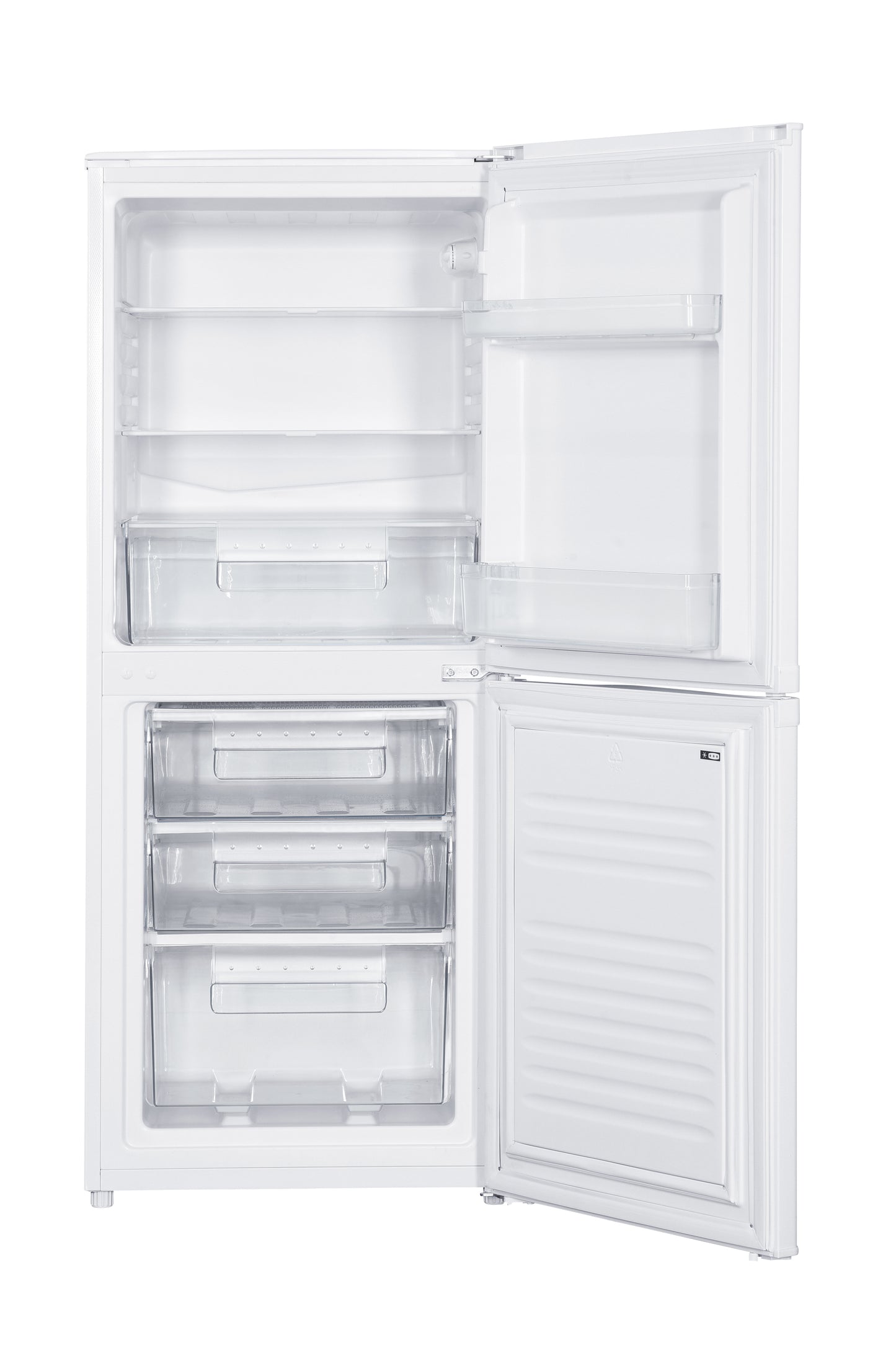 HK136W-E – 55CM WIDE DEFROST FREESTANDING FRIDGE FREEZER Refrigerators Haden