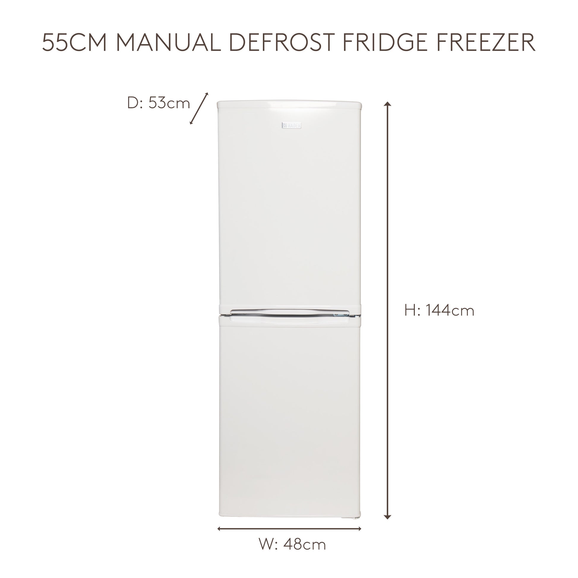 HK144W-E 48cm Manual Defrost Fridge Freezer Refrigerators Haden