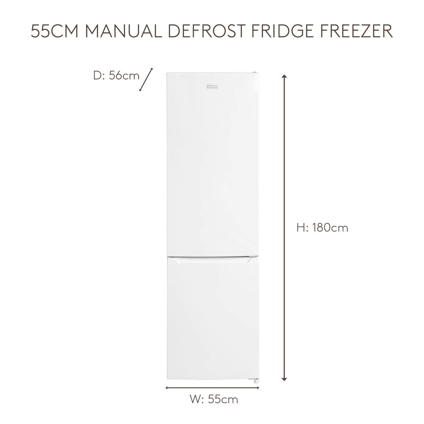 HK180W 55cm Manual Defrost Fridge Freezer Refrigerators Haden
