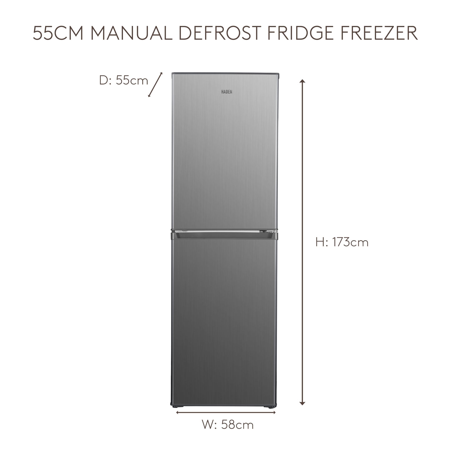 HK240IX 55cm Manual Defrost Fridge Freezer - Inox Refrigerators Haden