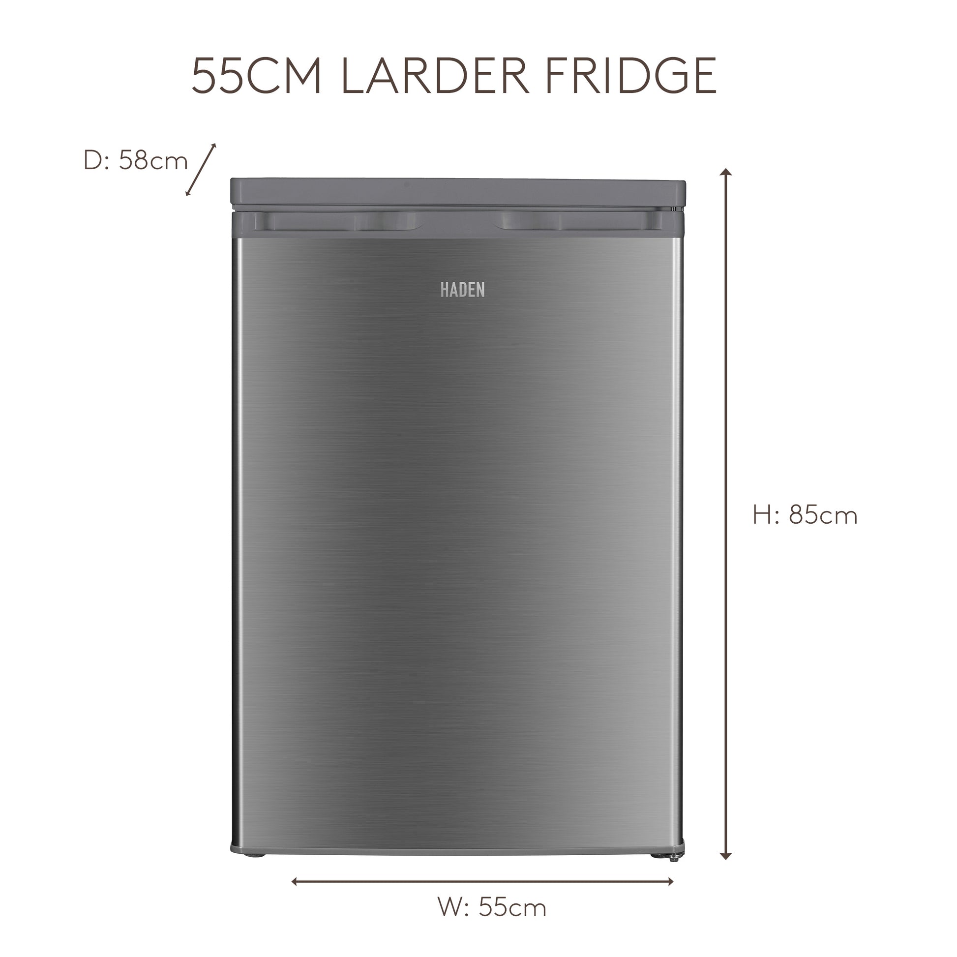 HL128IX 55cm Larder Fridge - Inox Refrigerators Haden