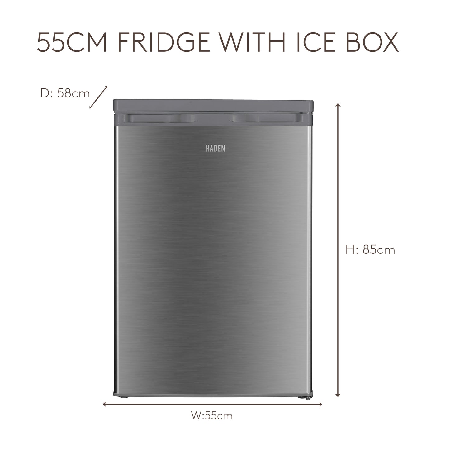 HR111IX 55cm Fridge With Ice Box - Inox Refrigerators Haden