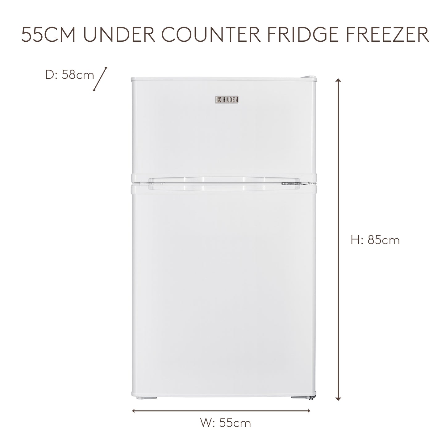 HR115W-E 55cm Under Counter Fridge Freezer Refrigerators Haden