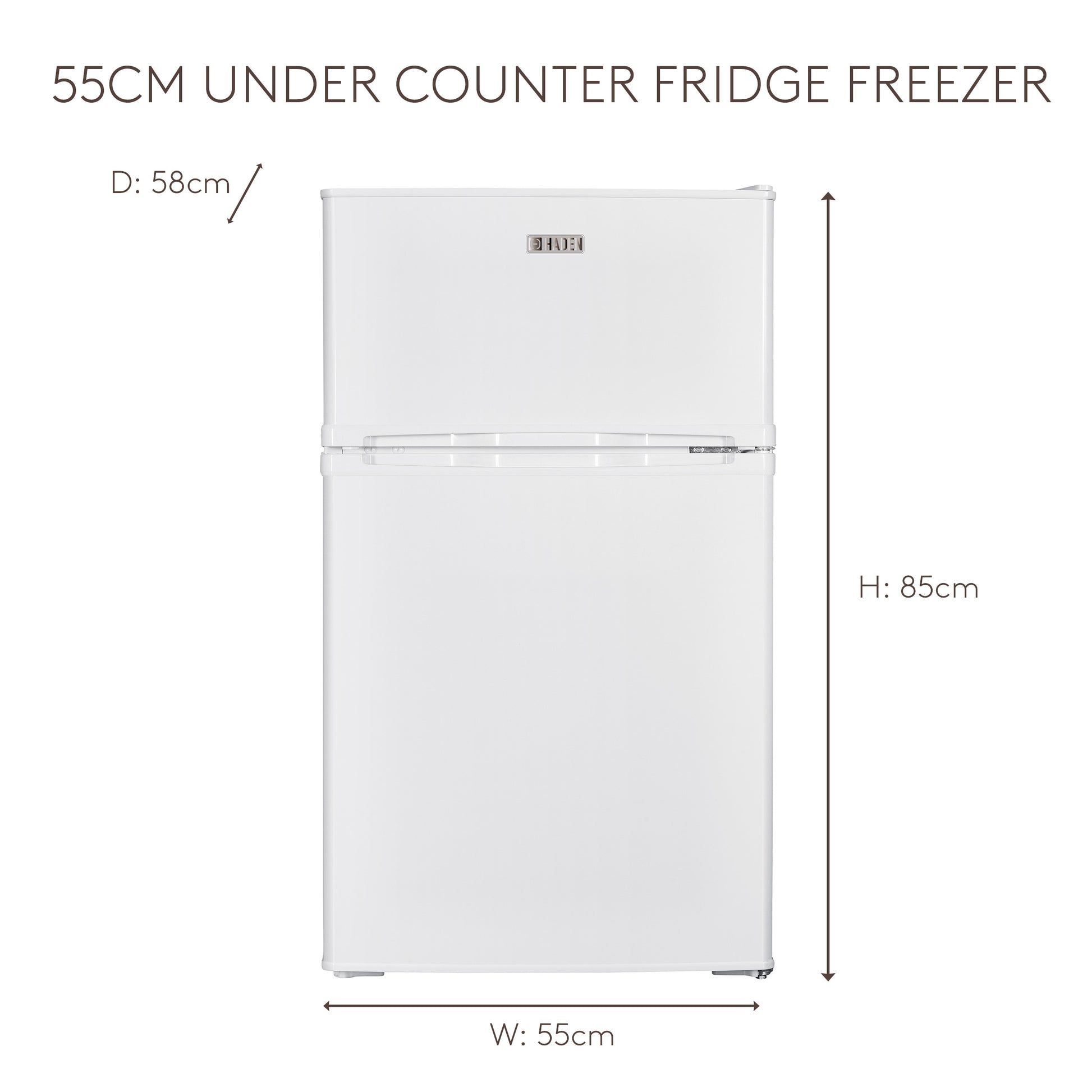 HR115W-E 55cm Under Counter Fridge Freezer Refrigerators Haden