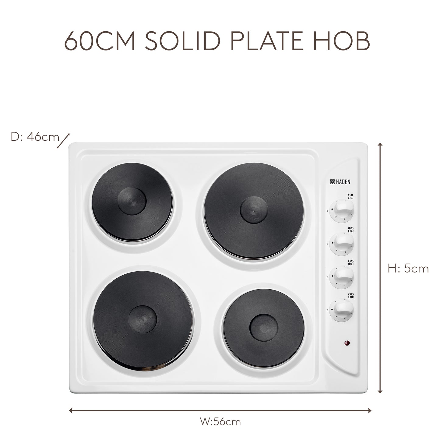 HSP60W 60cm Solid Plate Hob - White Hobs Haden