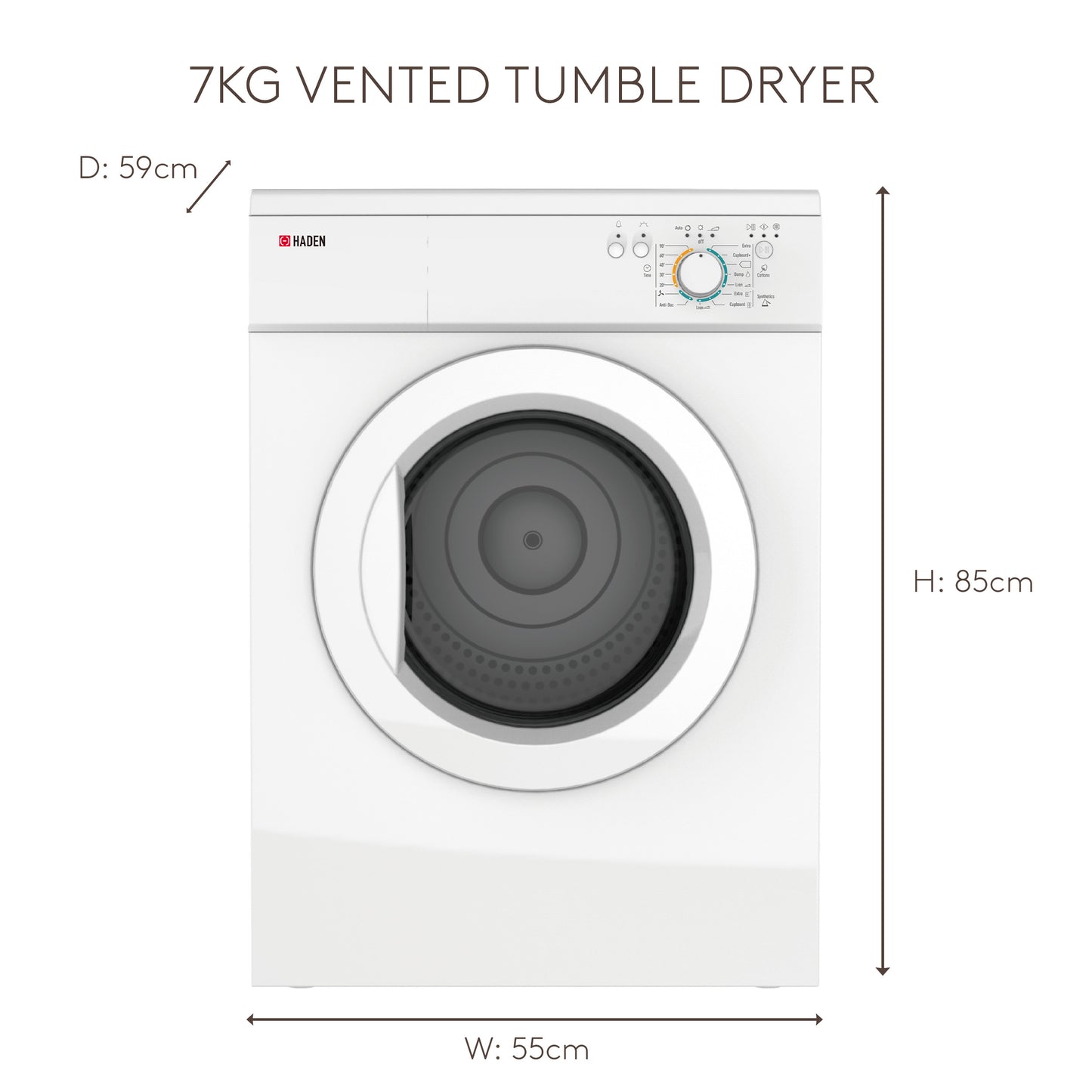 HVT7W 7kg Vented Tumble Dryer Laundry Haden