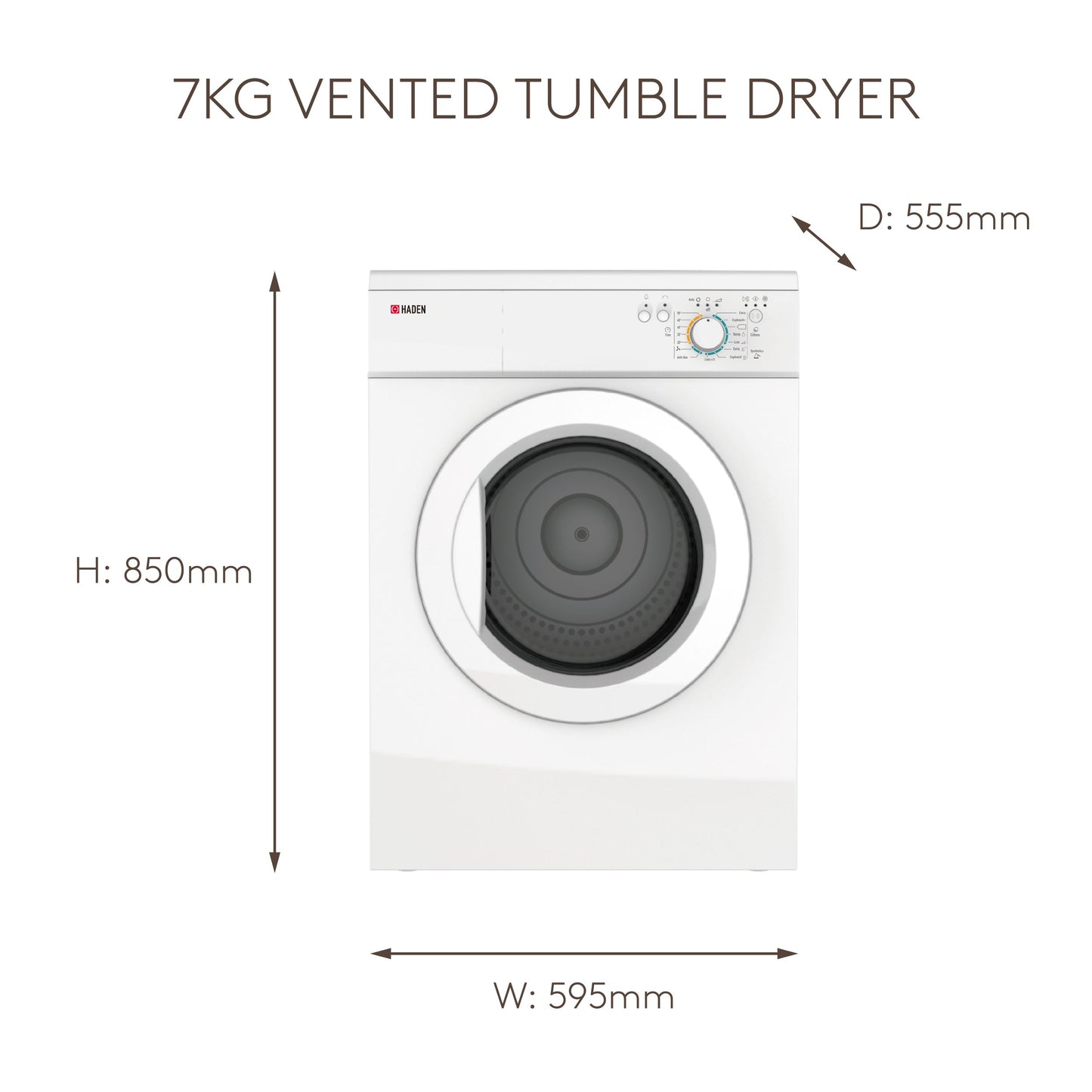 HVT7W 7kg Vented Tumble Dryer Laundry Haden