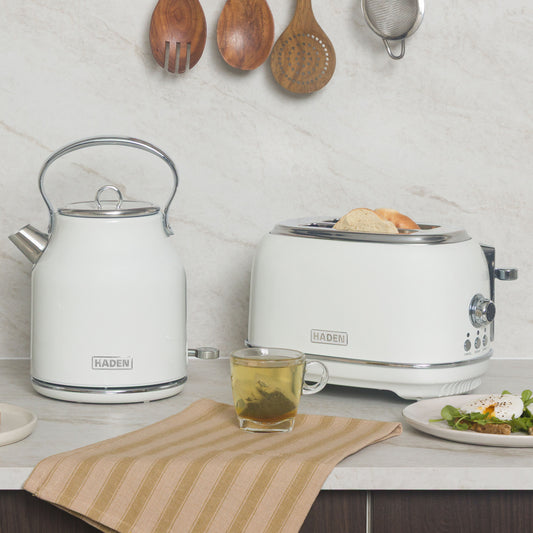 Haden Heritage Kettle and 2 Slice Toaster Bundle – Ivory White Bundle Haden