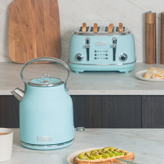 Haden Heritage Kettle and 4 Slice Toaster Bundle – Turquoise Blue Bundle Haden