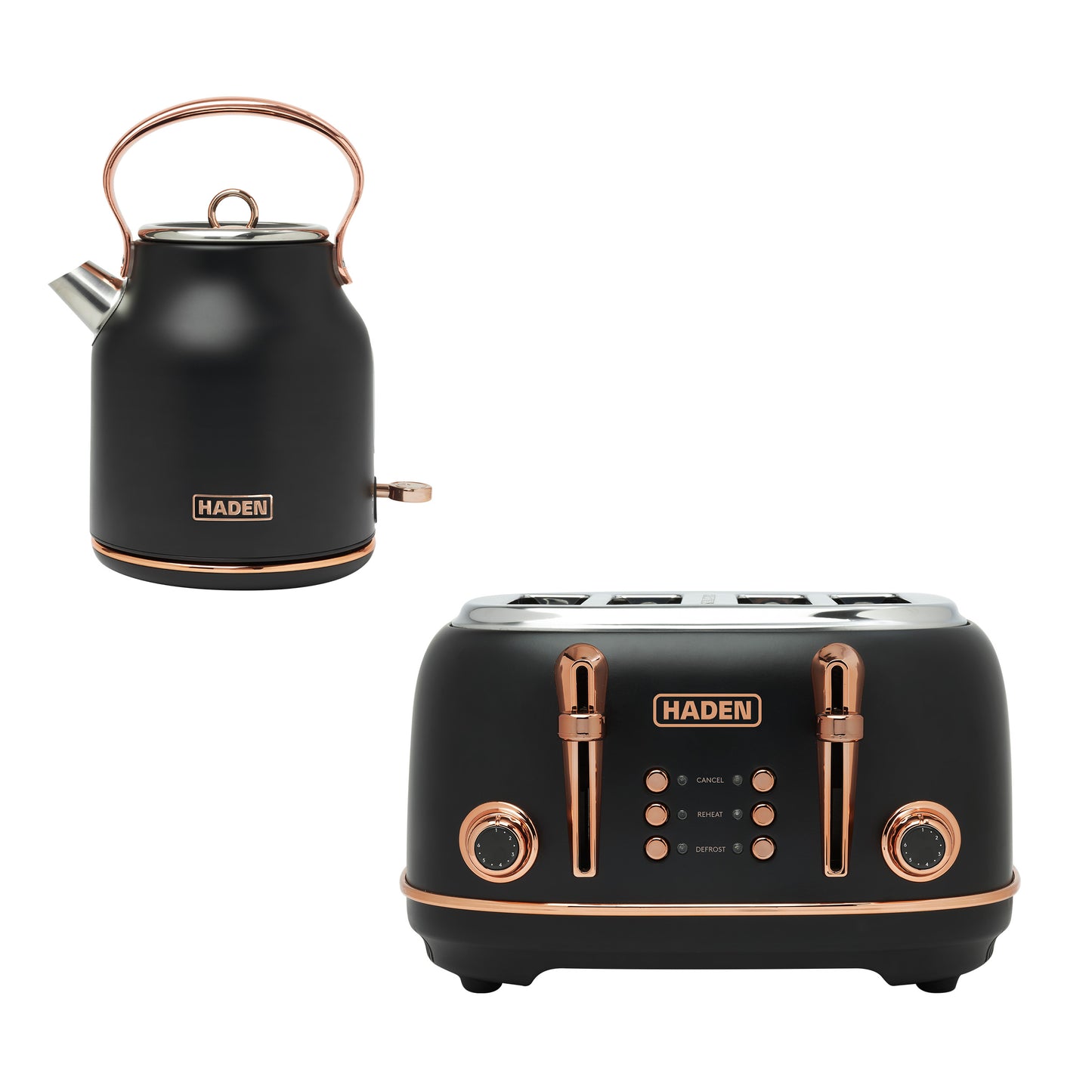 Haden Heritage Black & Copper Bundle – Set of Kettle + 4 Slice Toaster Bundle Haden
